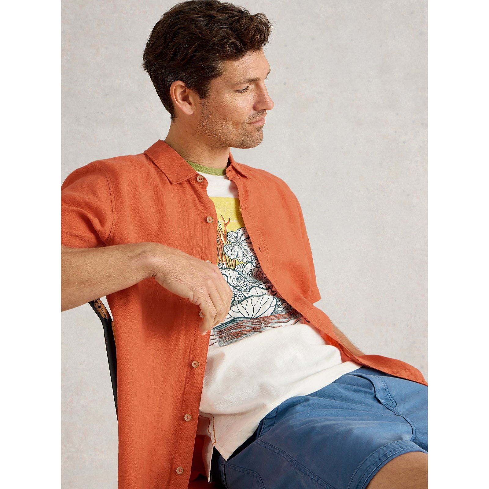 White Stuff Men's Keswick Short Sleeve Linen Shirt