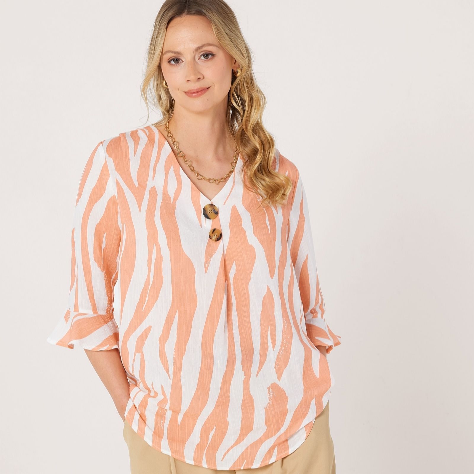 Izabel London 3/4 Sleeves Button Tunic