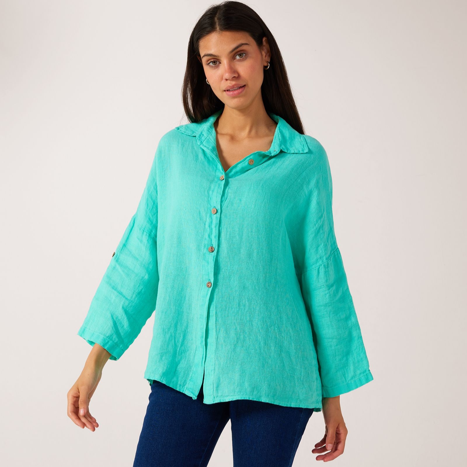 Izabel London 100% Linen 3/4 Sleeve Shirt