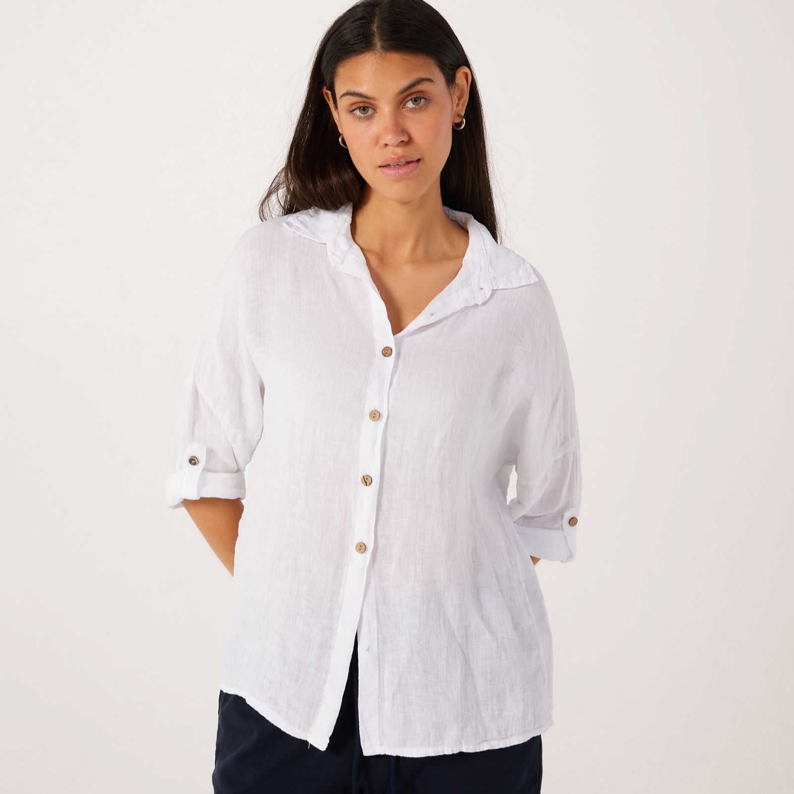 Izabel London 100% Linen 3/4 Sleeve Shirt
