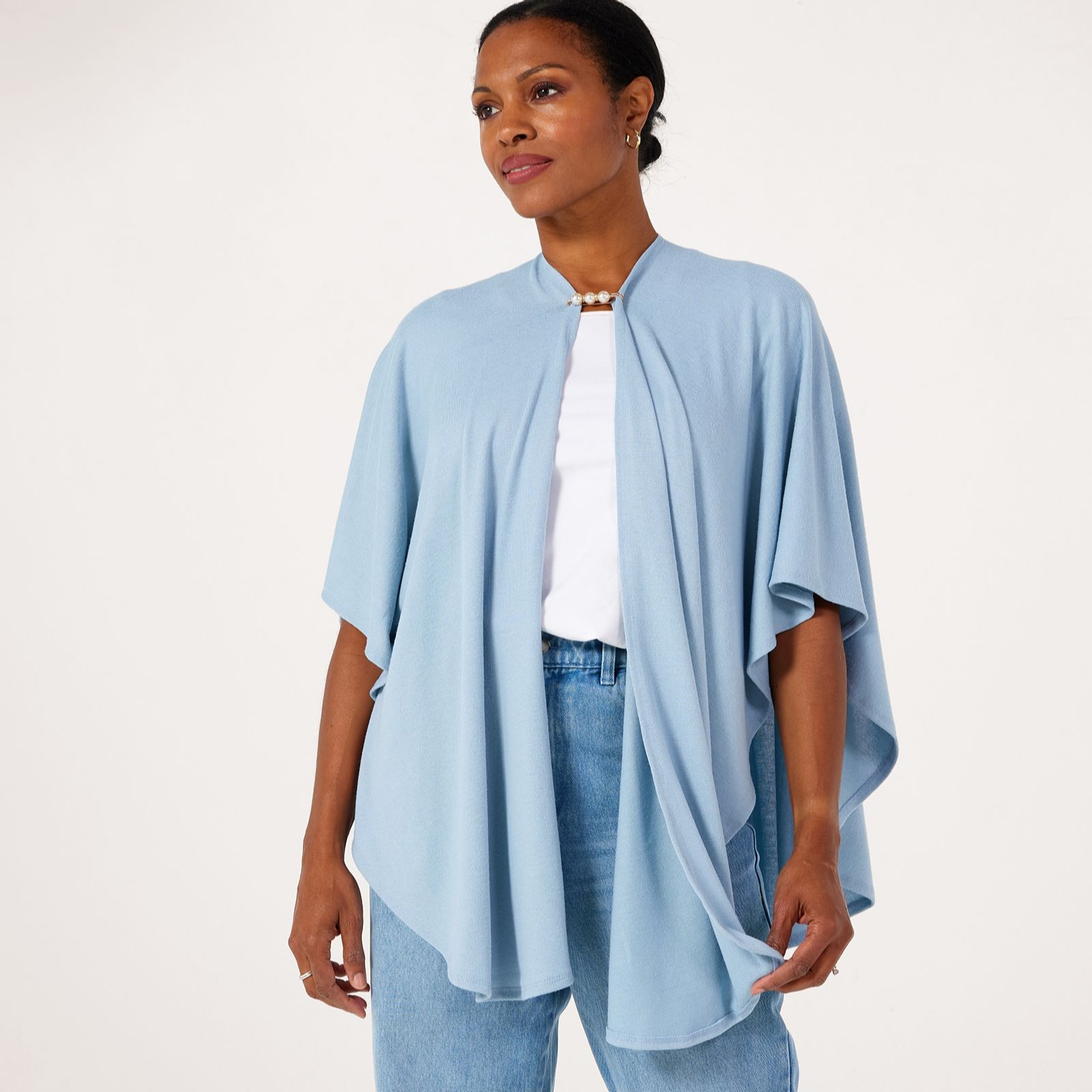 Kim & Co Soft Touch Cozy Cape With Rhinestone Quilt Pin