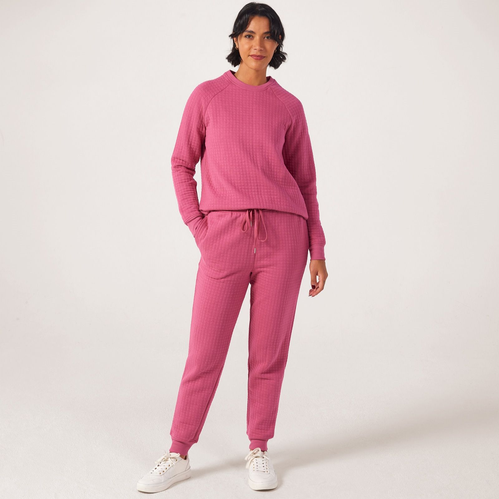 Carole Hochman Grid Knit Jogger Lounge Set
