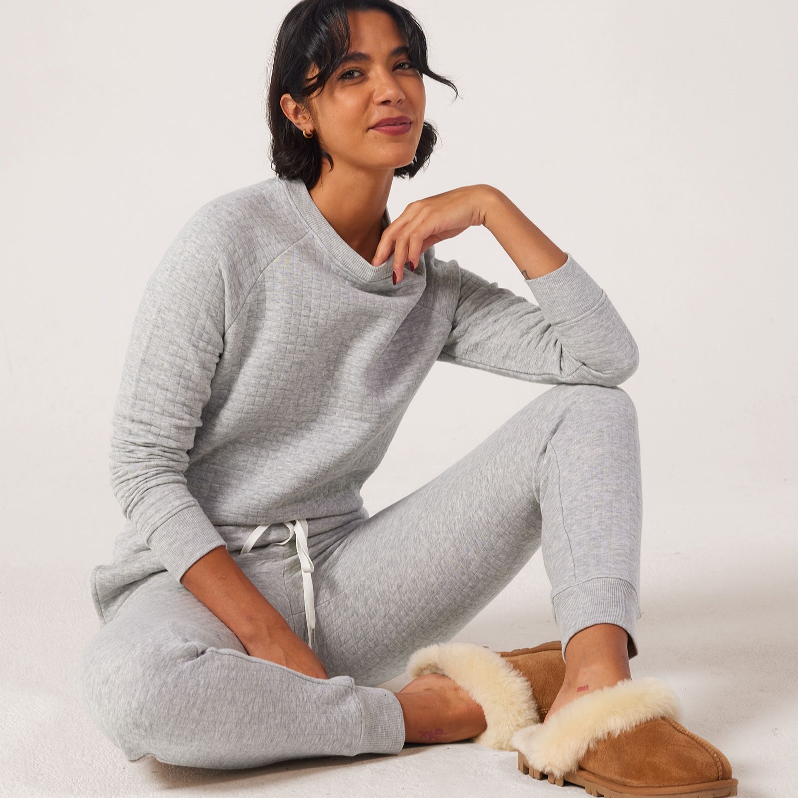 Carole Hochman Grid Knit Jogger Lounge Set