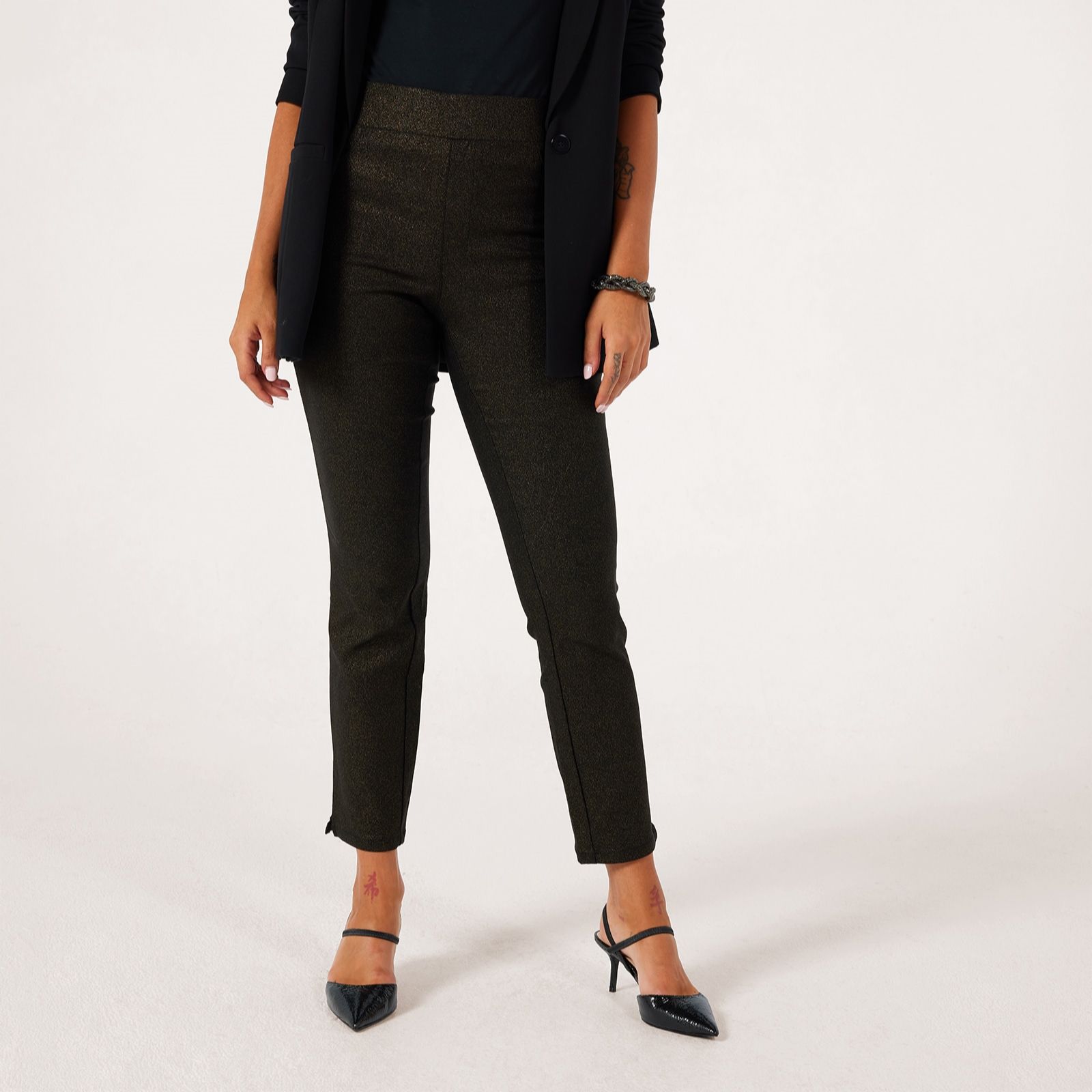 Nina Leonard Foil Millenium Narrow Leg Pull-On Standard Trousers