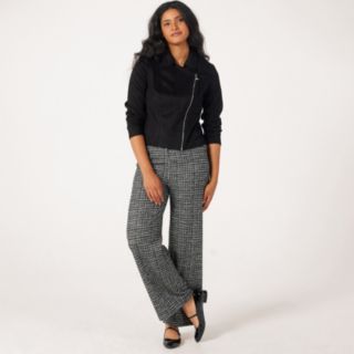 Kim & Co Mini Plaid Boucle Knit Yelena Wide-Leg Trousers Petite