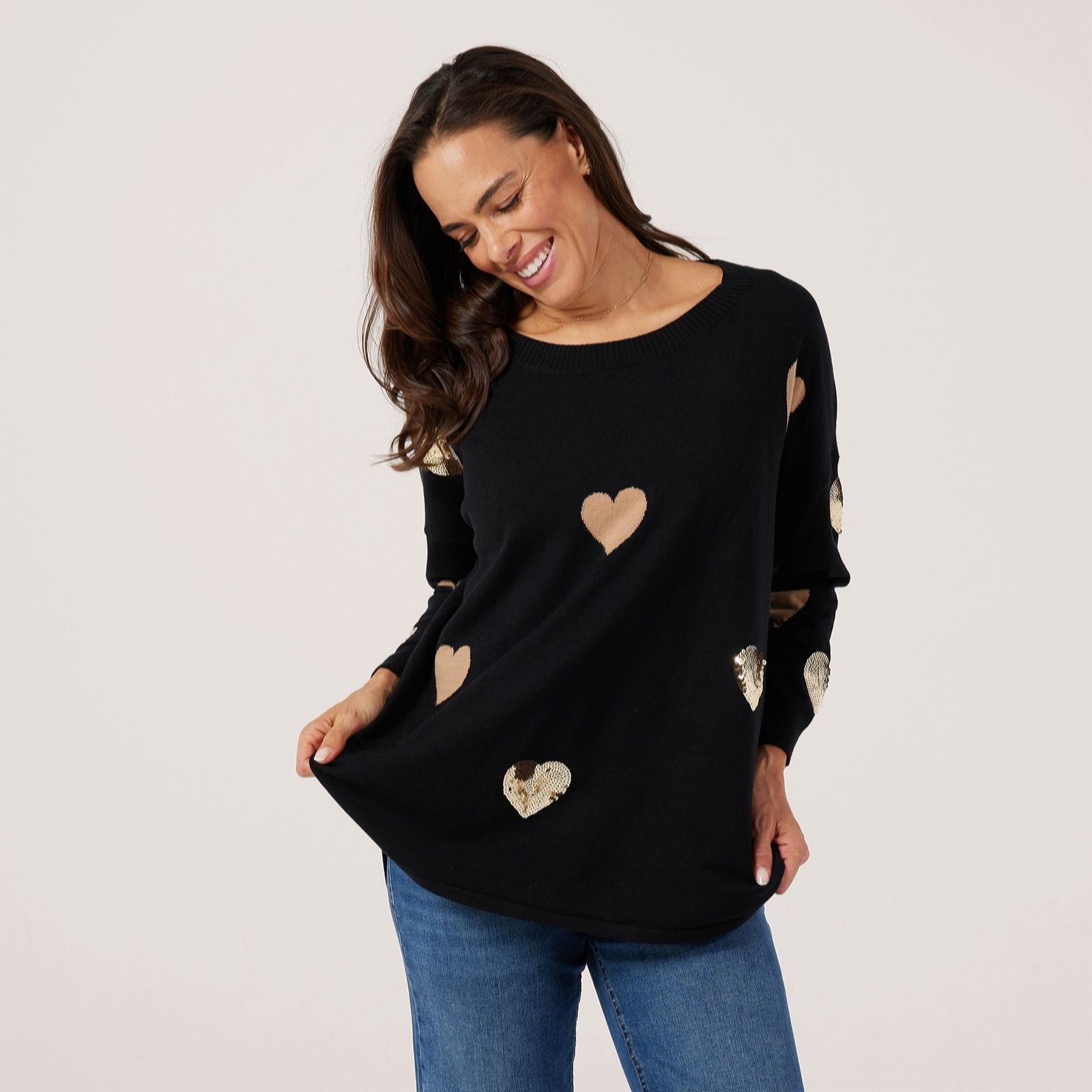 Frank Usher Heart & Sequins Knit Jumper