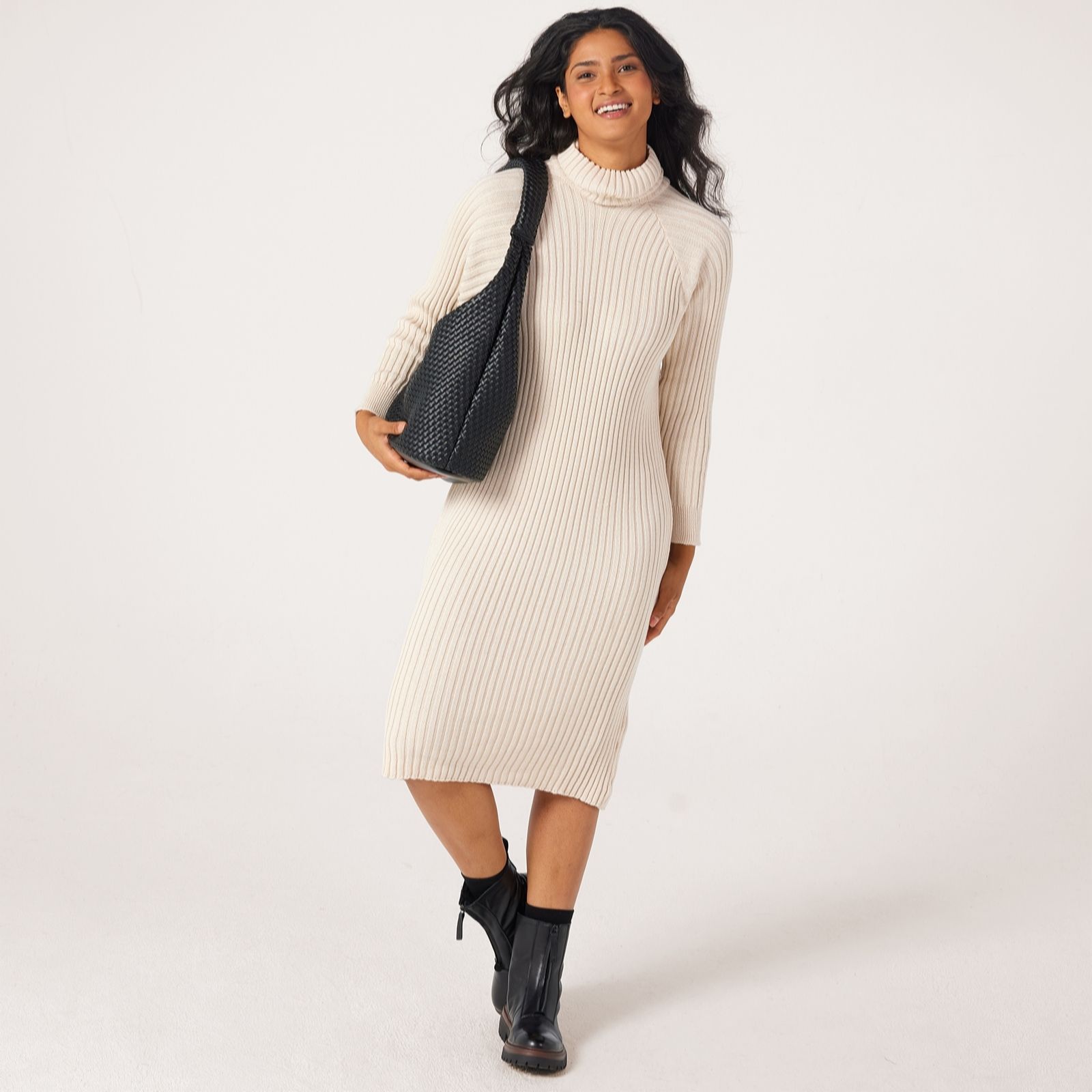 YAS Mavi Roll Neck Knitted Midi Dress