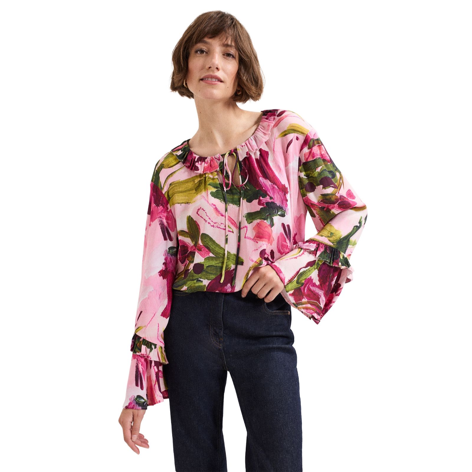 Phase Eight Andi Fluted Sleeve Floral Printed Blouse