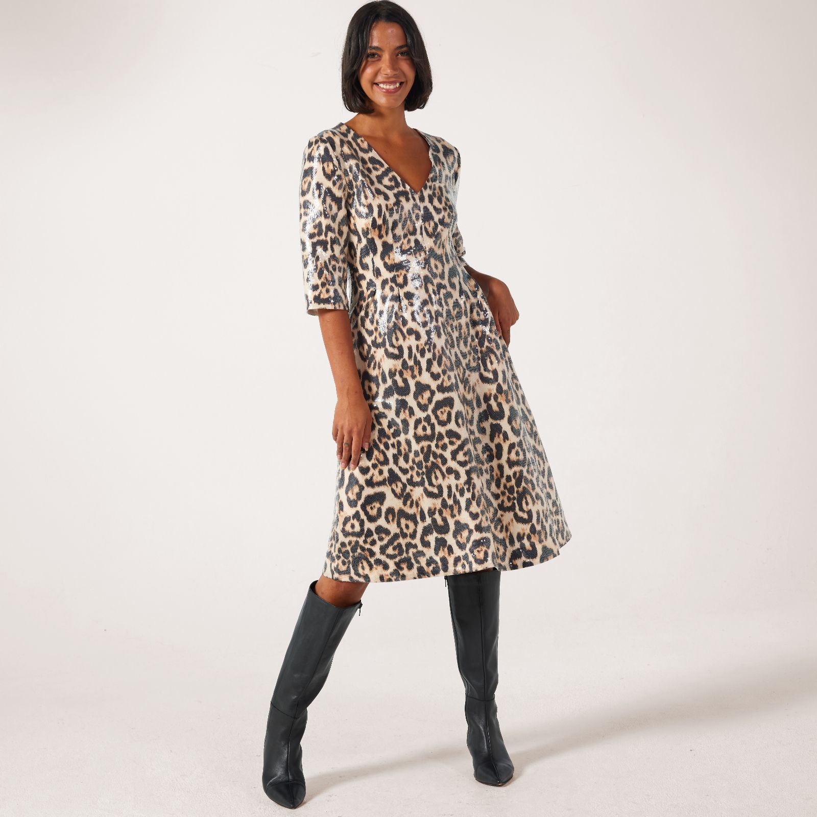 Helene Berman Animal Sequin Fully Lined Dress