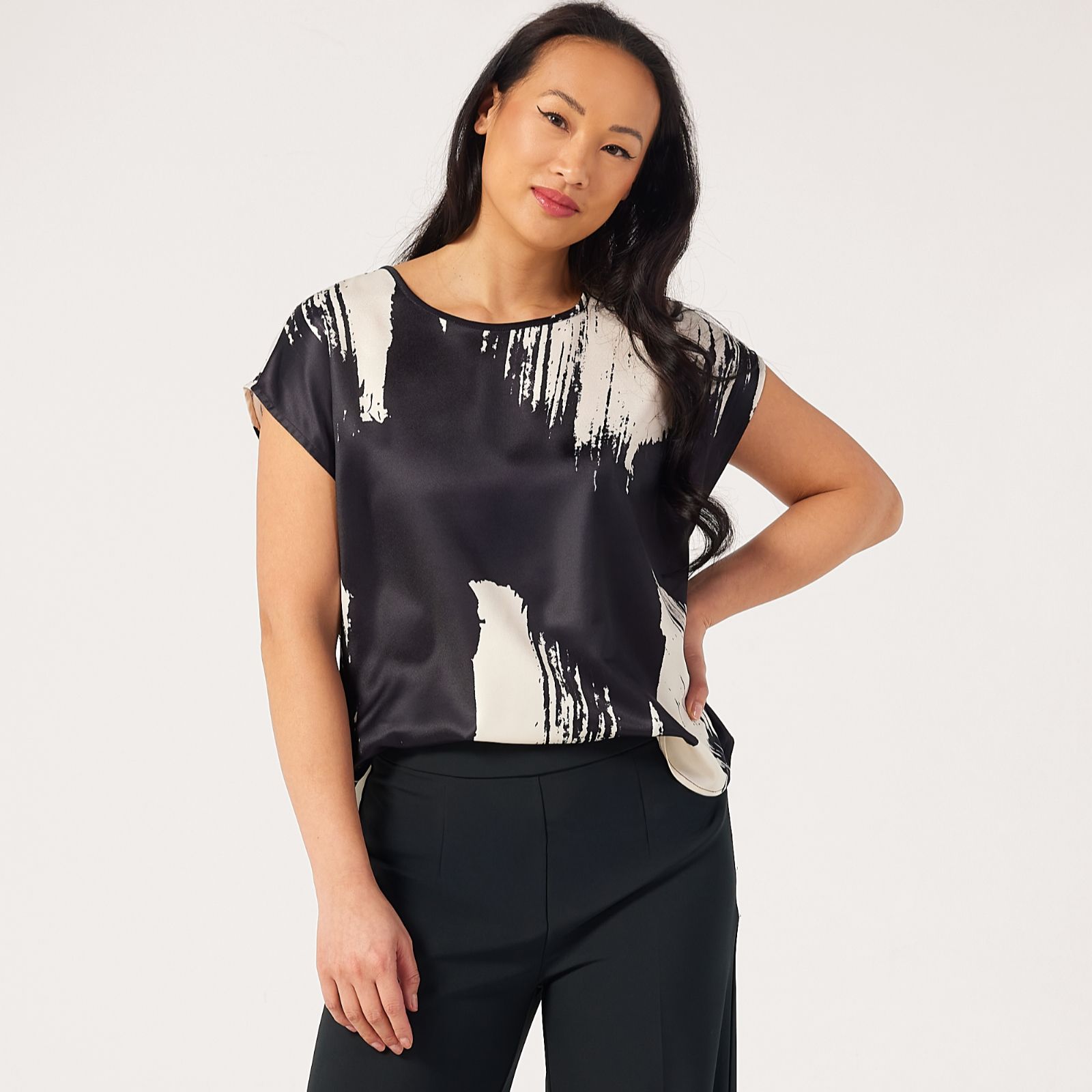 MarlaWynne Collection Satin Cap Sleeve T-Shirt