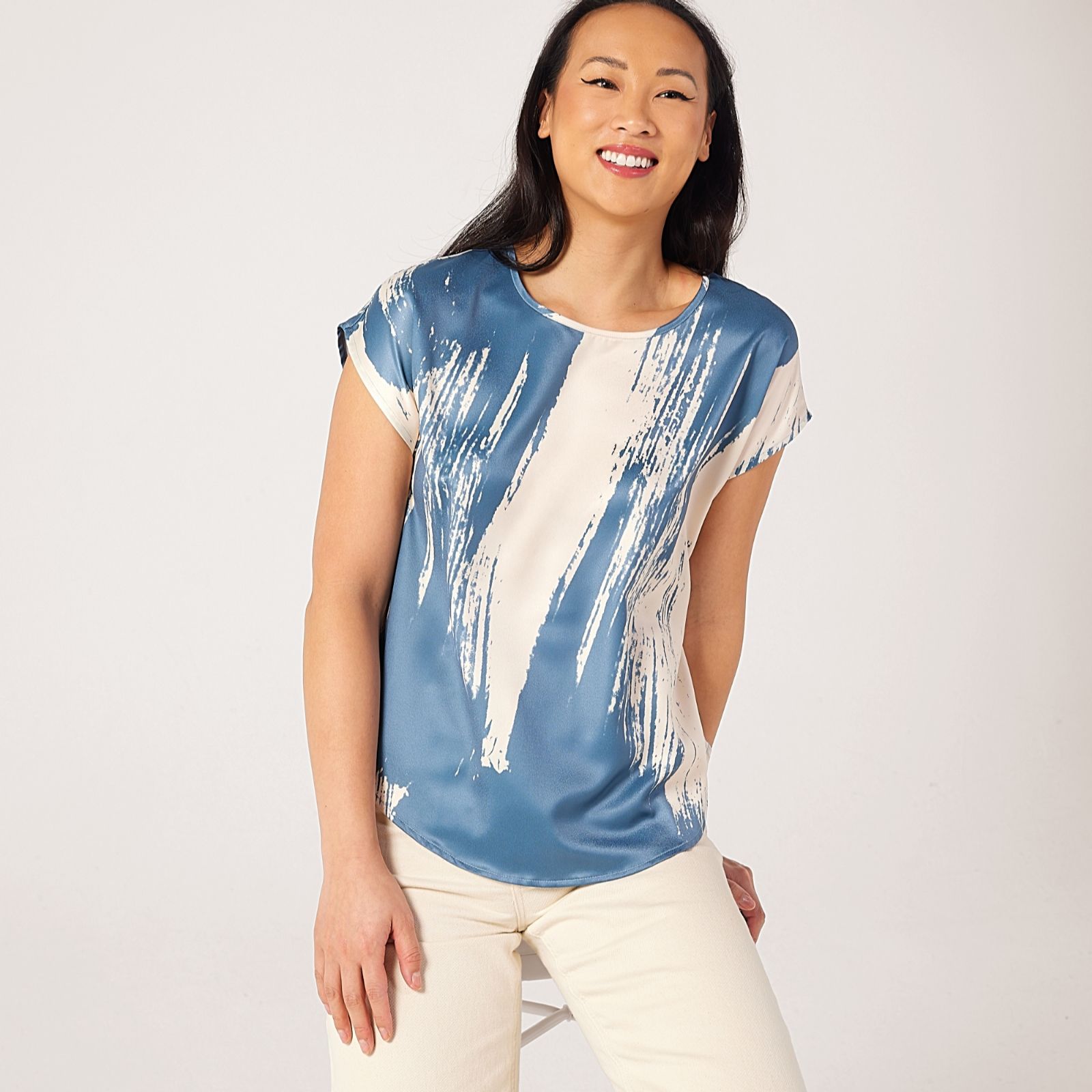 MarlaWynne Collection Satin Cap Sleeve T-Shirt