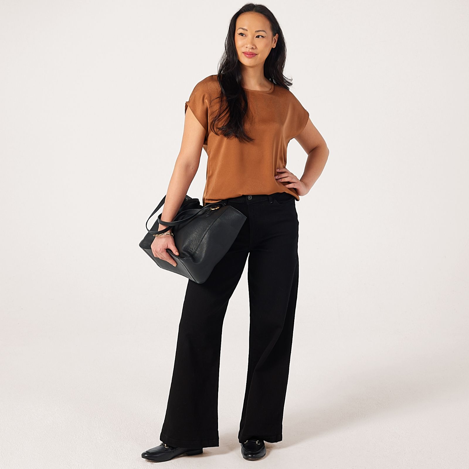 MarlaWynne Collection Satin Cap Sleeve T-Shirt