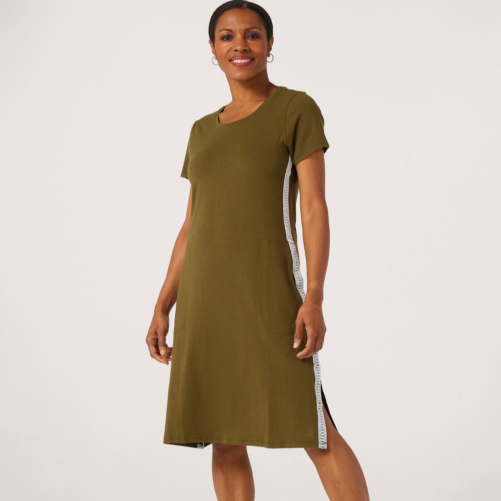 Cuddl Duds Cottonwear Lace Trim Midi Tee Lounge Dress