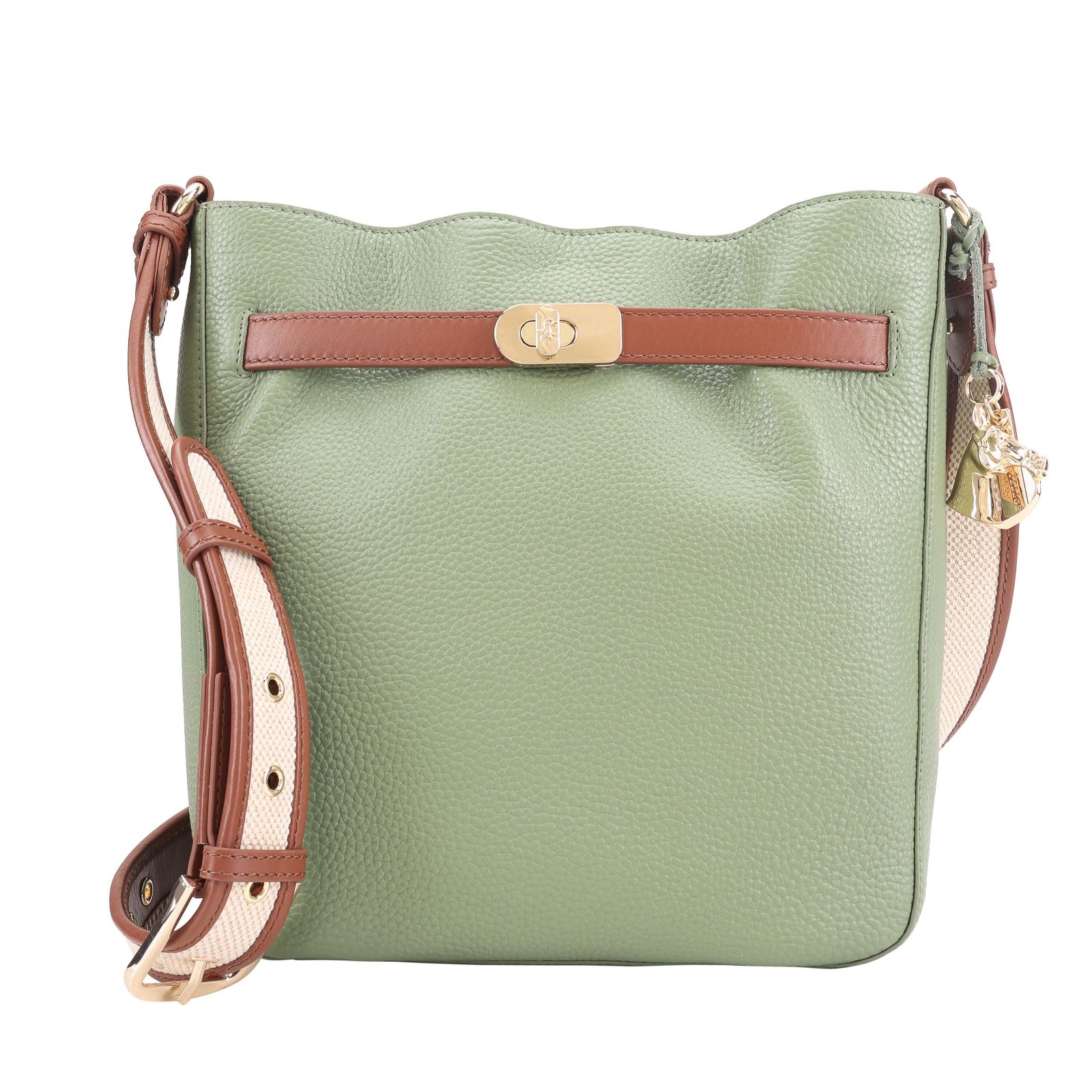 Paul Costelloe Leather Buckle Messenger Bag