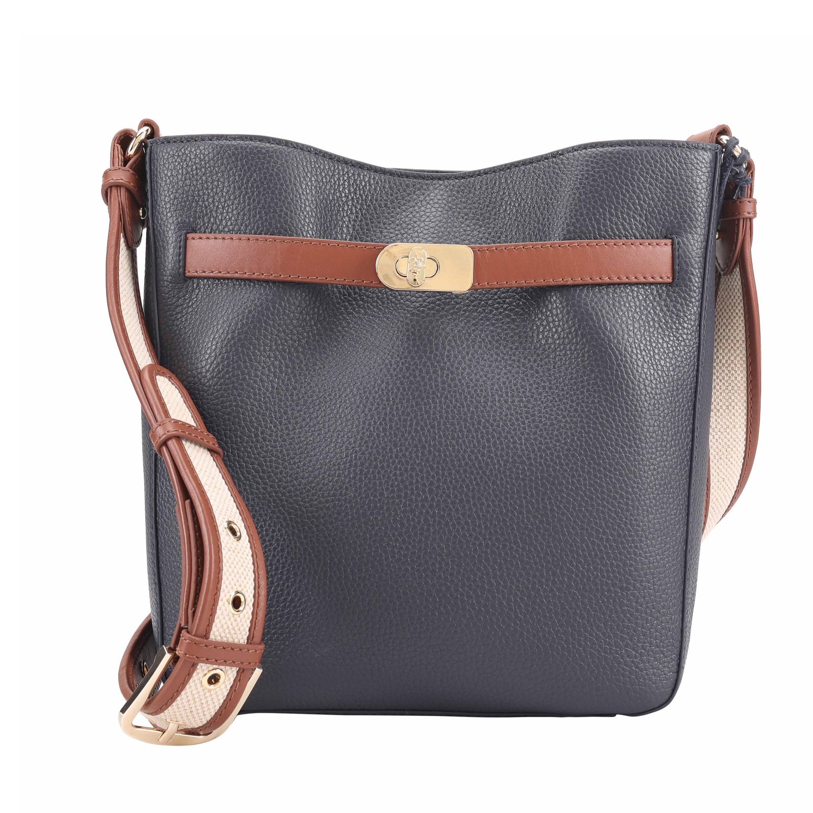 Paul Costelloe Leather Buckle Messenger Bag
