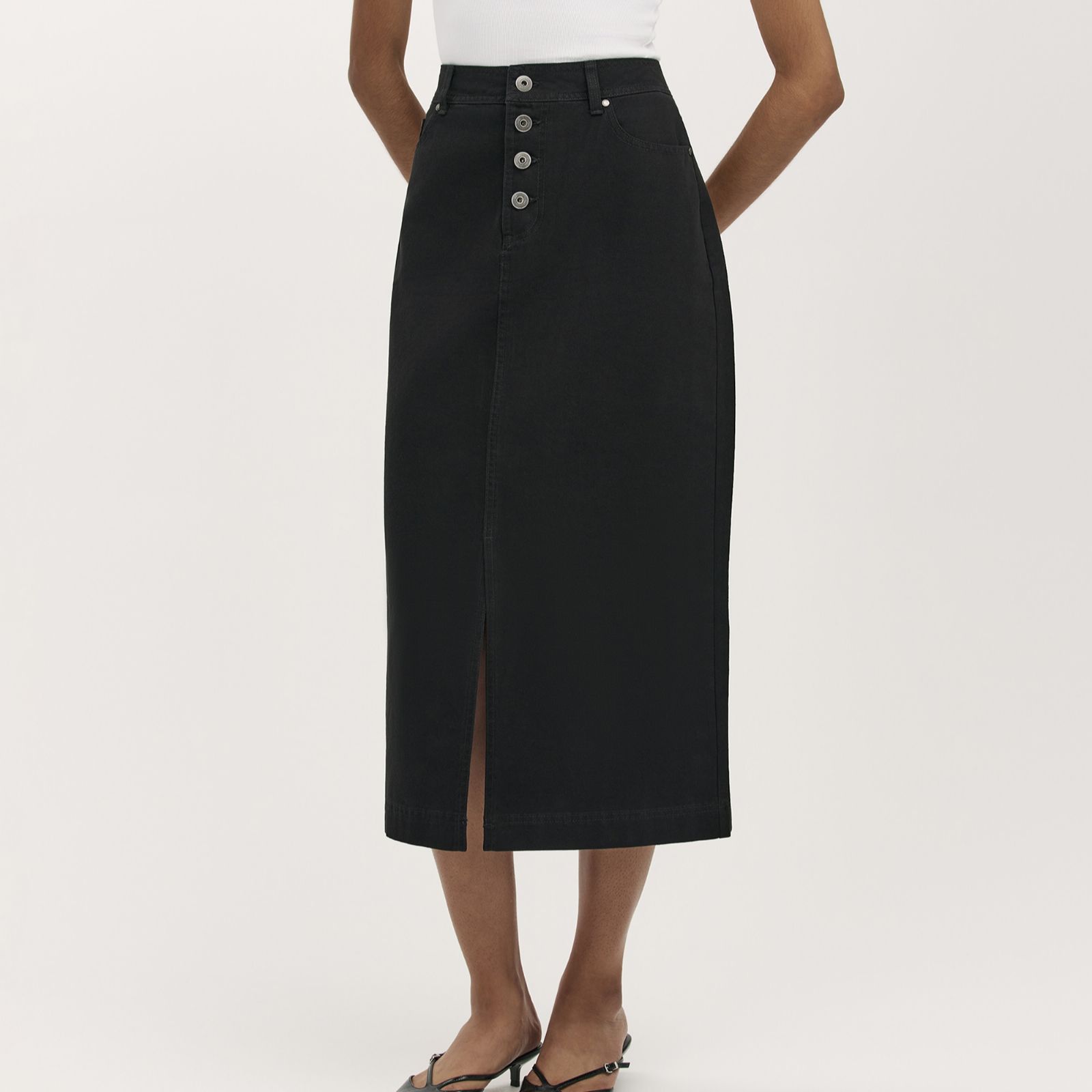 Finery Beth Cotton Canvas Midi Skirt