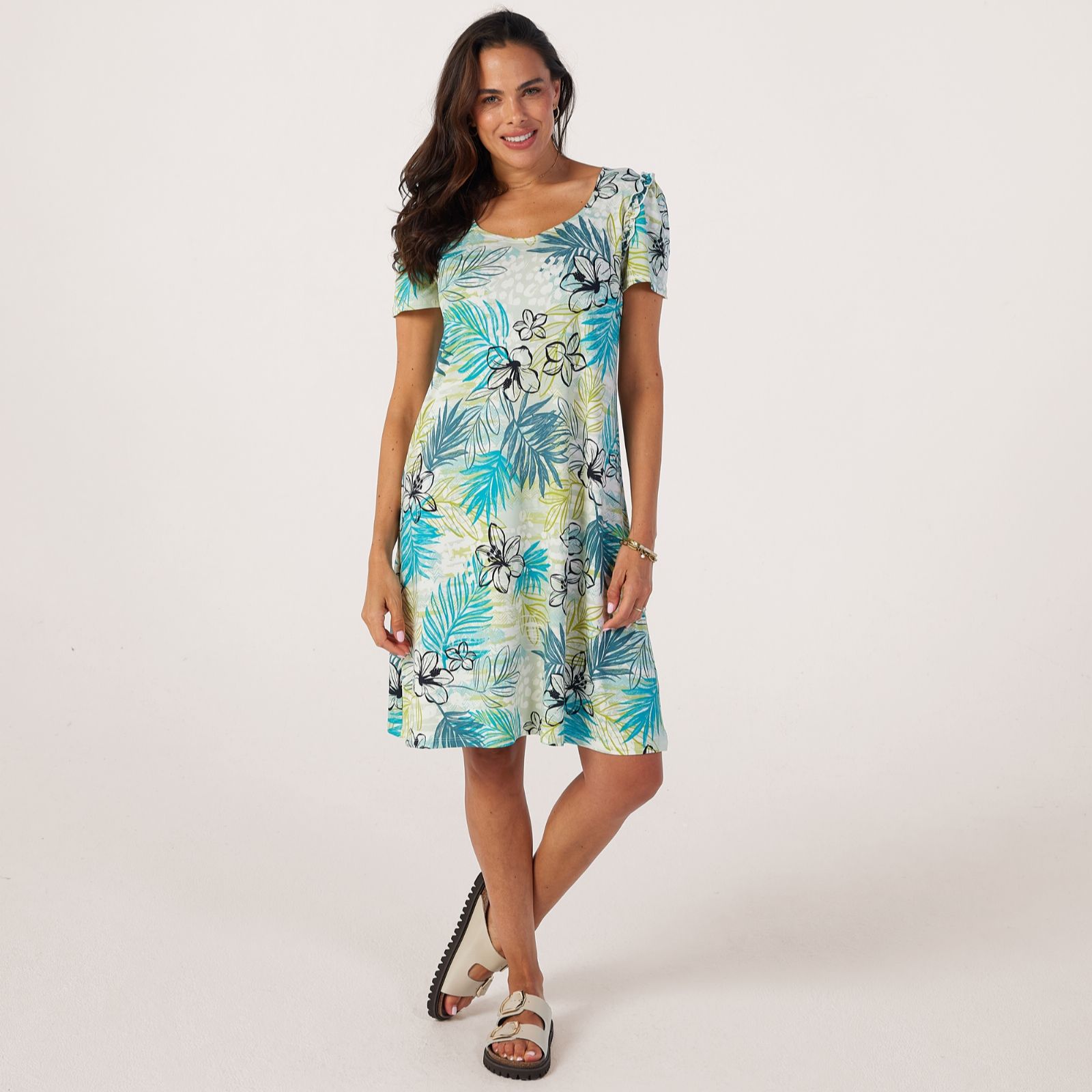 Kim & Co Printed Brazil Jersey Midi Dress with Frill Detail