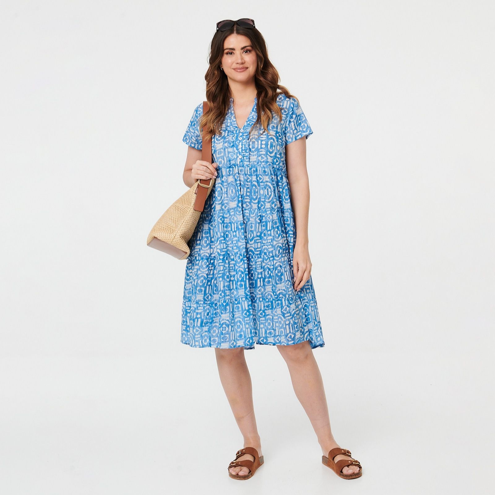 Izabel London Abstract Print Tiered Dress