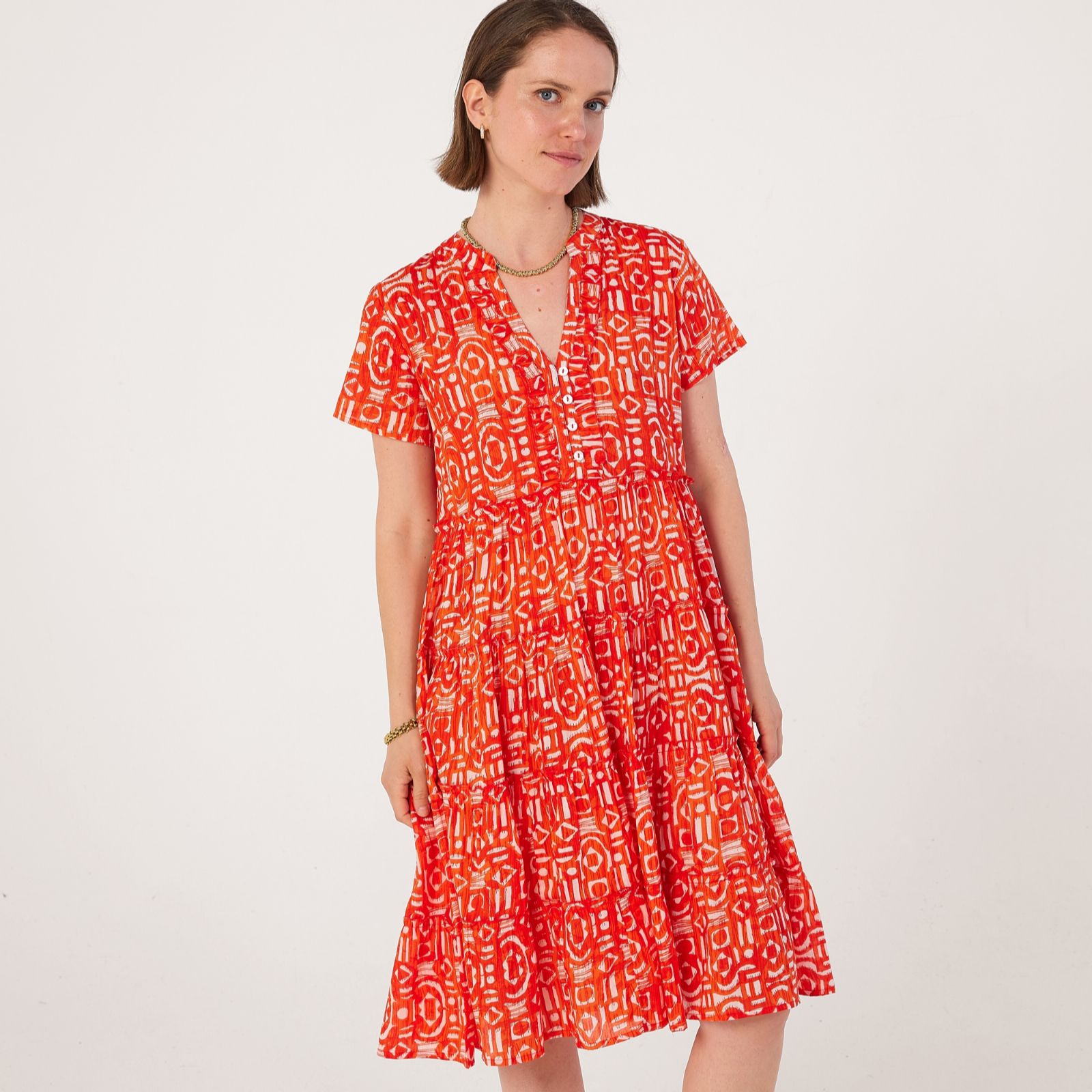 Izabel London Abstract Print Tiered Dress