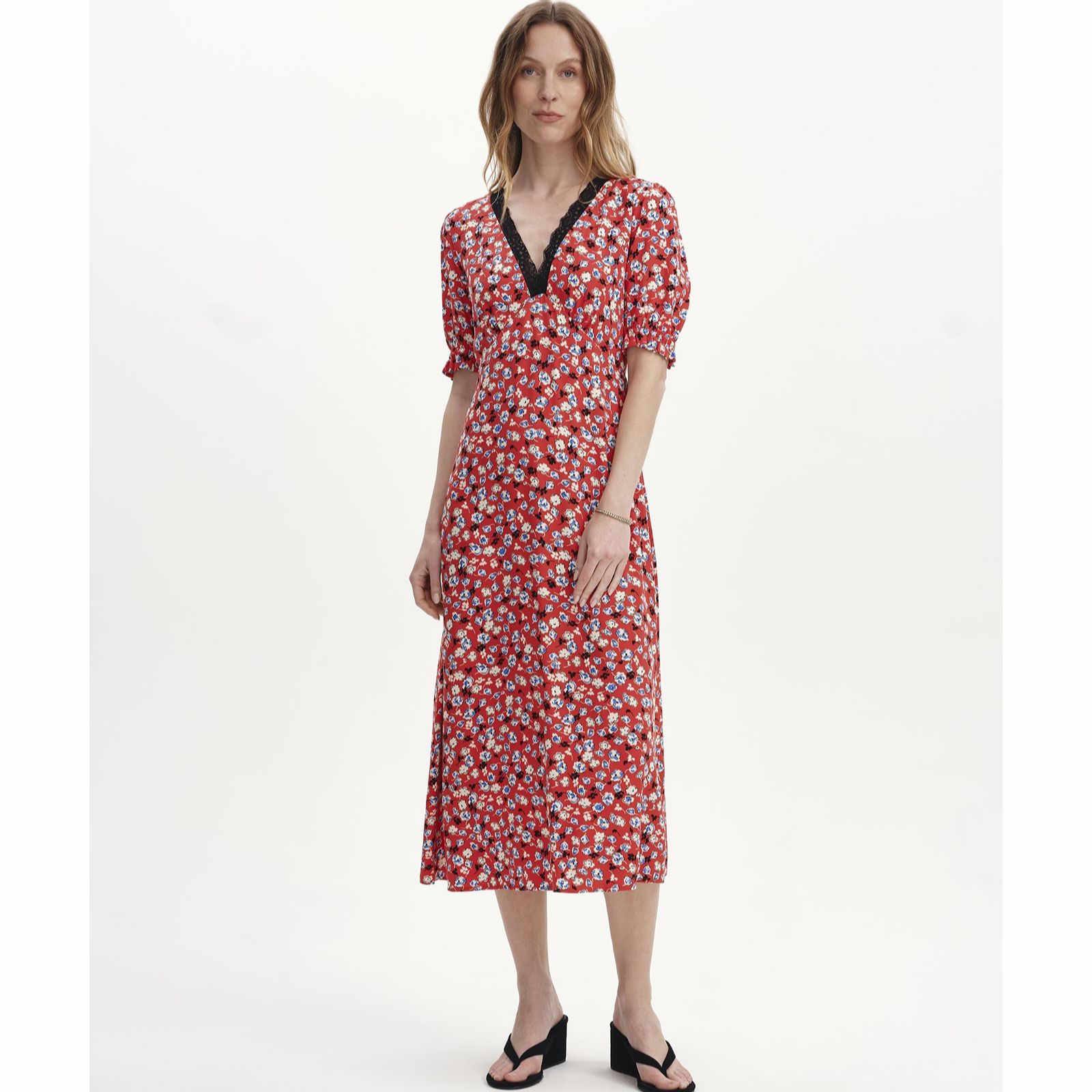 Finery London Elish Printed Dress with Lace Trim Petite