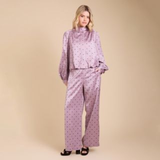 Oasis Satin Crepe Spot Trouser Standard