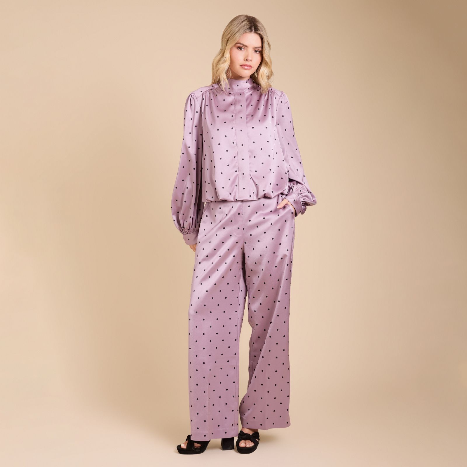 Oasis Satin Crepe Spot Trouser Standard