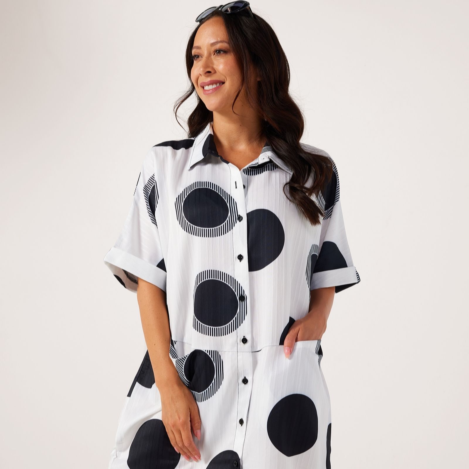 Frank Usher Button Through Printed Woven Shirt Dress