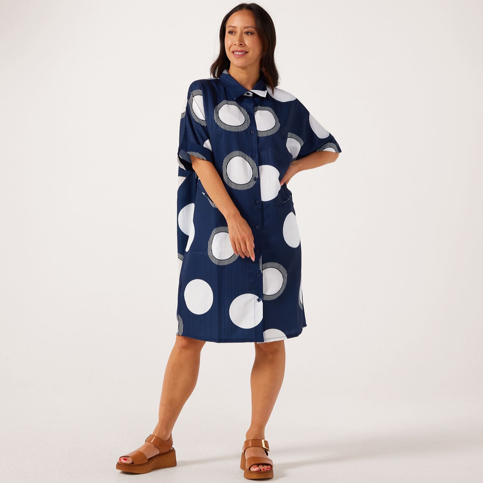 Frank Usher Button Through Printed Woven Shirt Dress