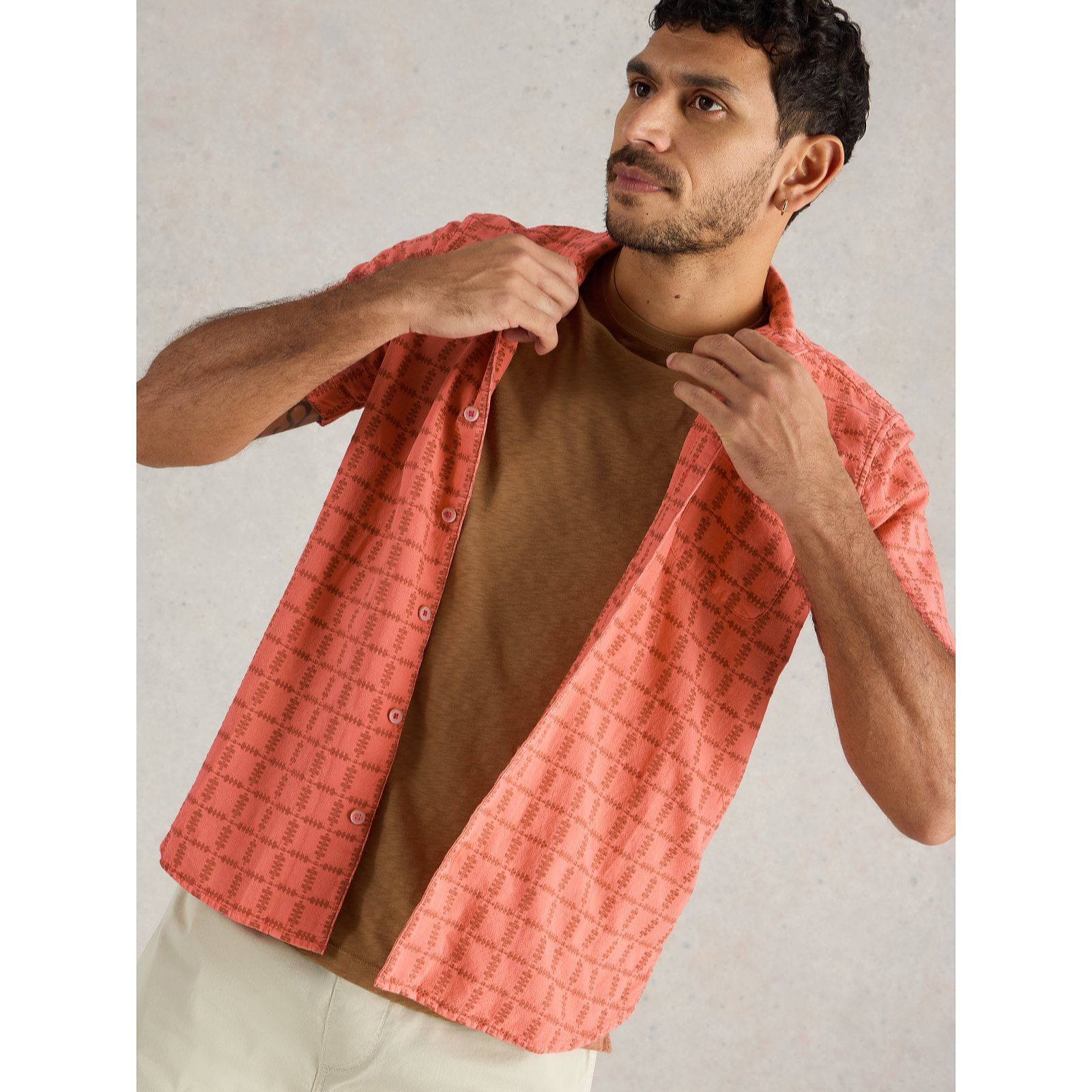 White Stuff Men's Short Sleeve Overdye Check Shirt