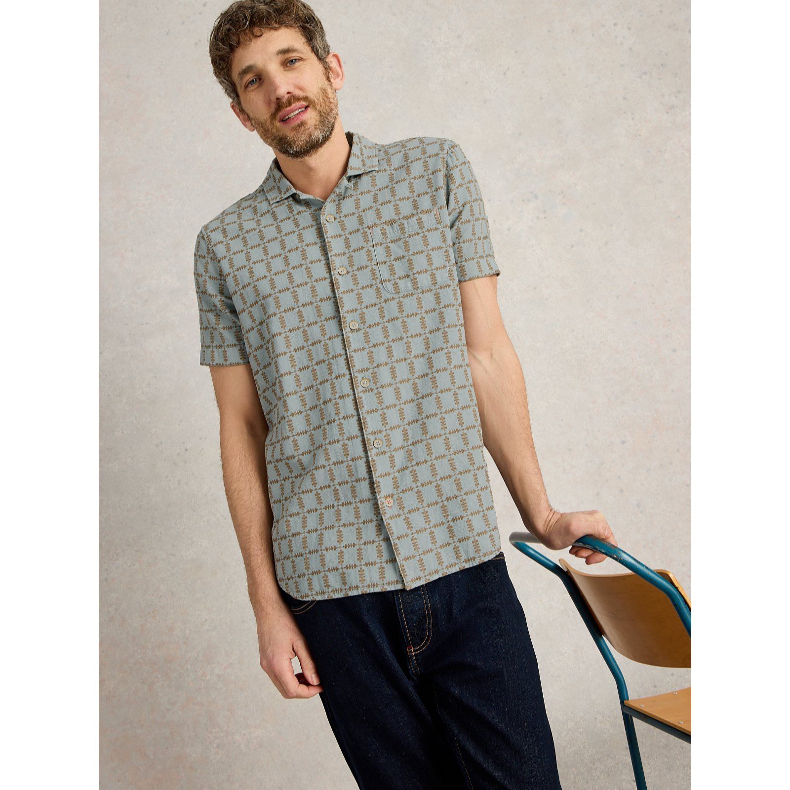 White Stuff Men's Short Sleeve Overdye Check Shirt