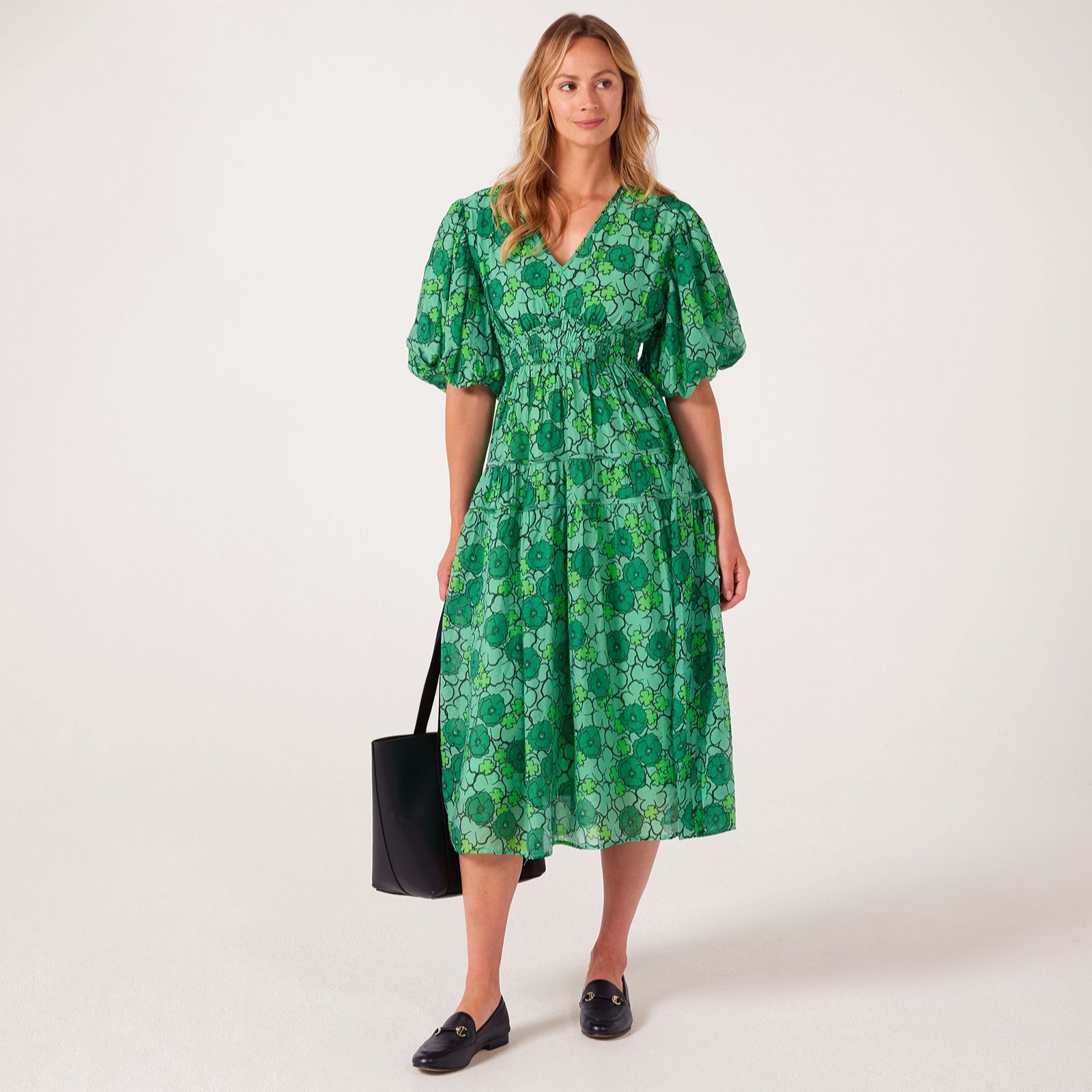 Izabel London Puff Sleeve Midi Dress