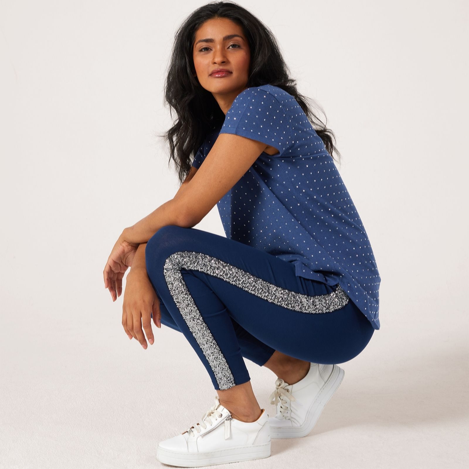 Frank Usher Jersey Sequin Stripe Leggings