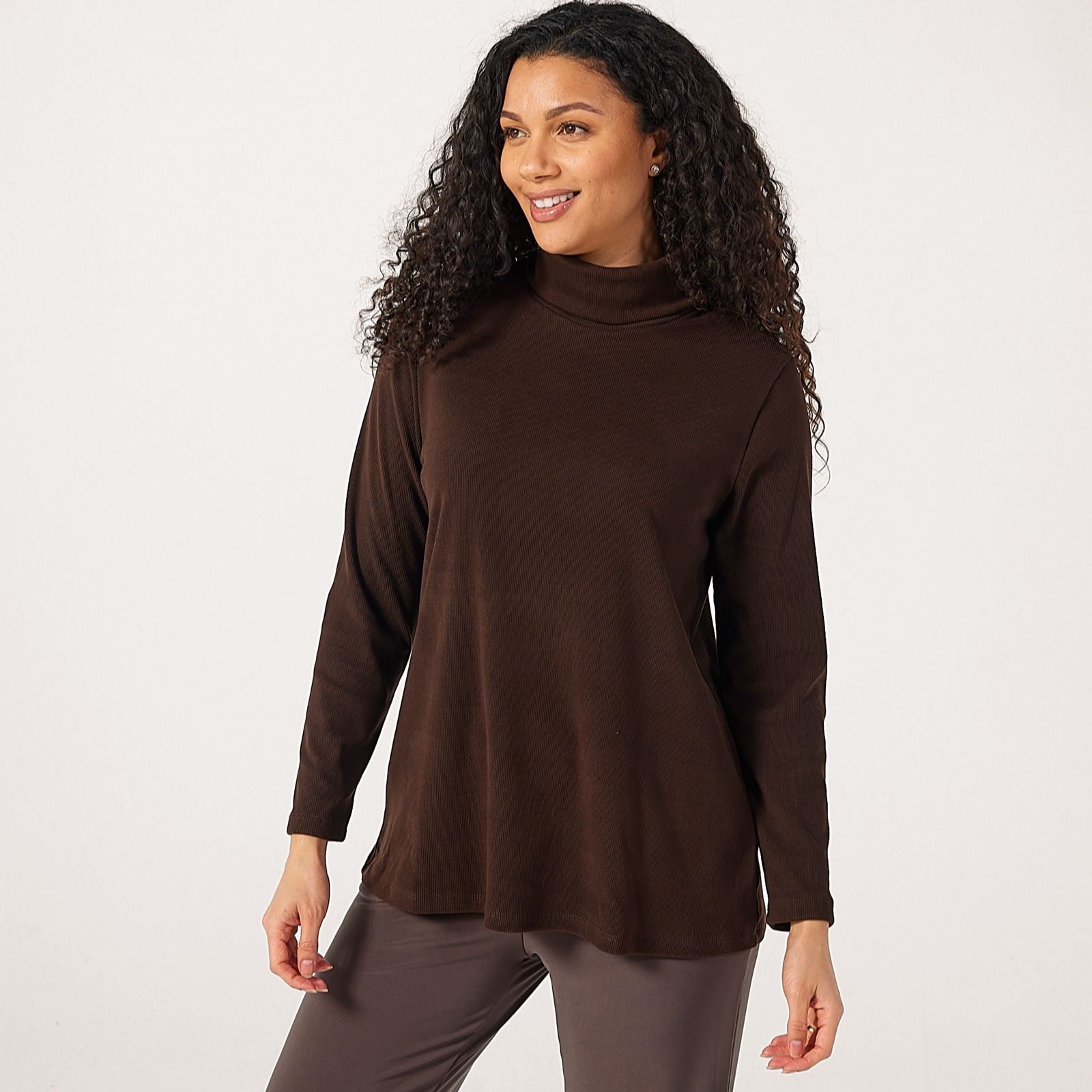 Kim & Co Soft Rib Knit Roll Neck Tunic