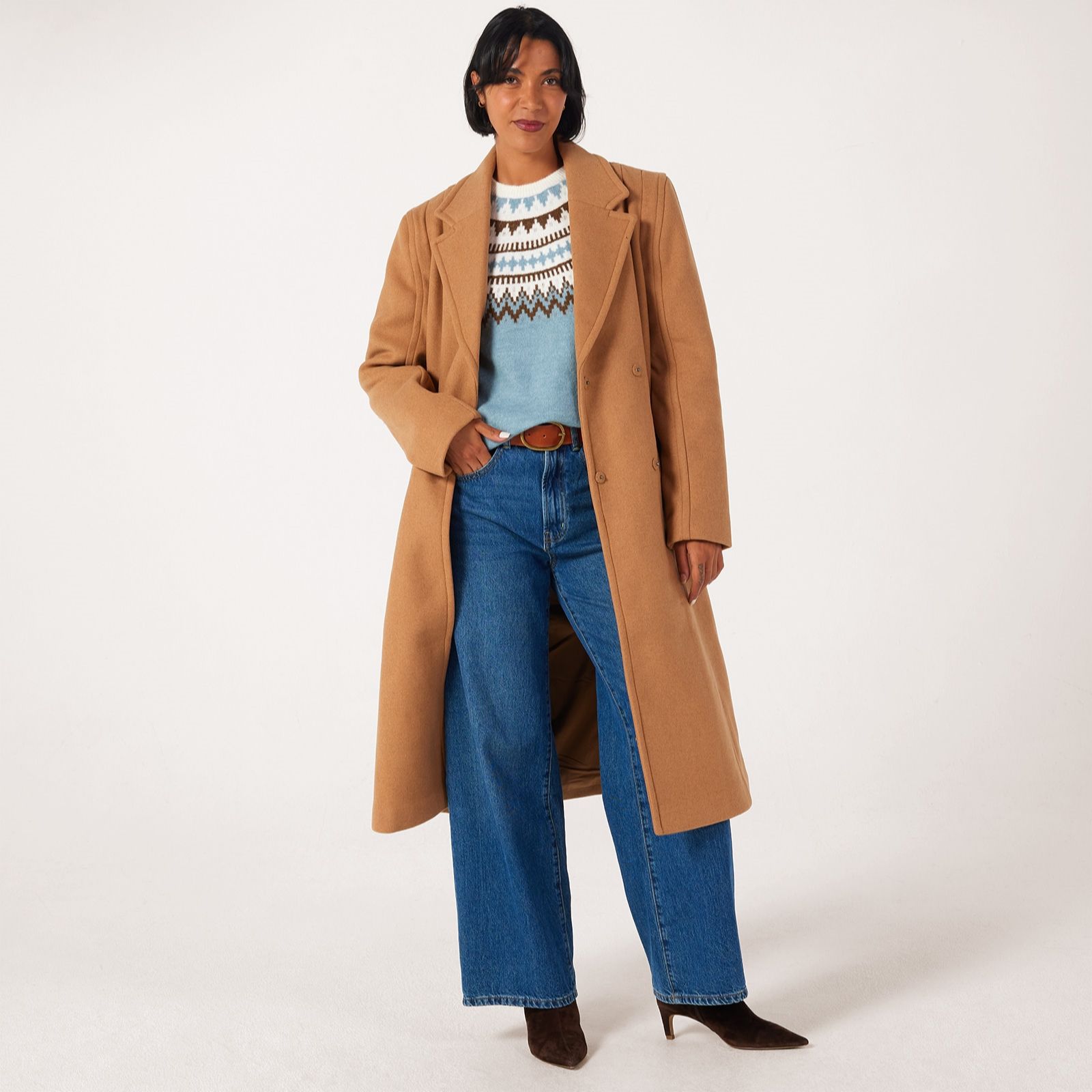 YAS Kali Wool-Blend Belted Coat