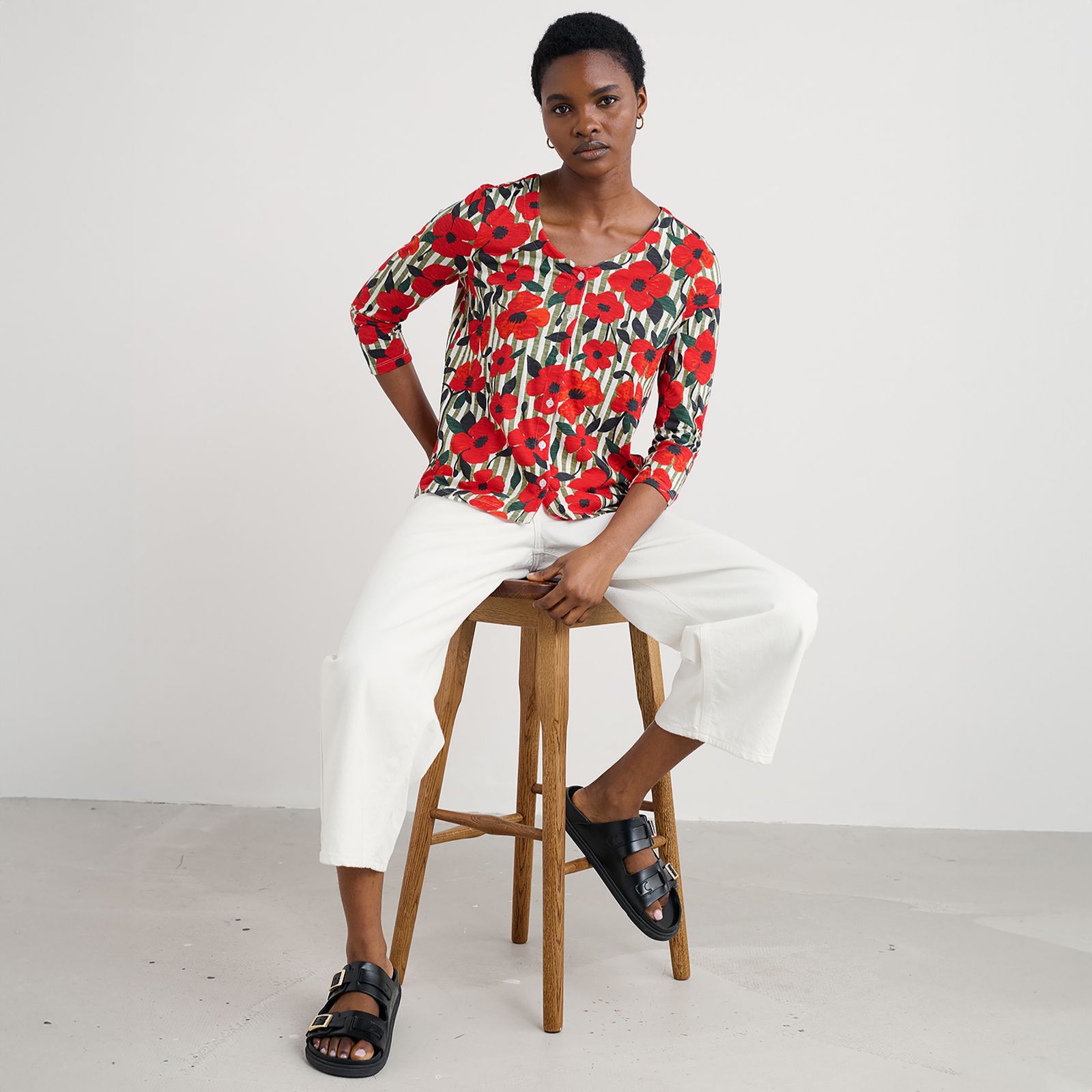 Seasalt Cornwall 3/4 Sleeve Studio Glass Top