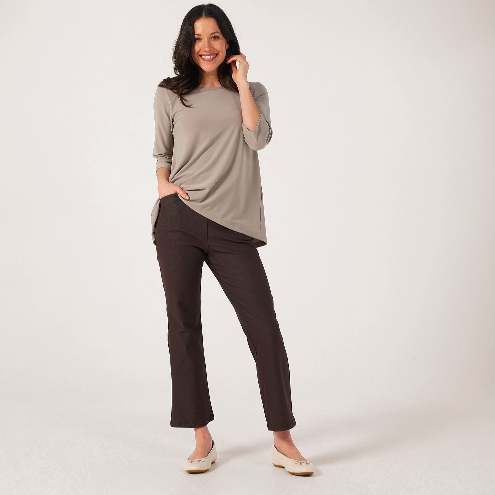 Kim & Co Deluxe Denim Knit Carla Mini Flare Petite Trousers