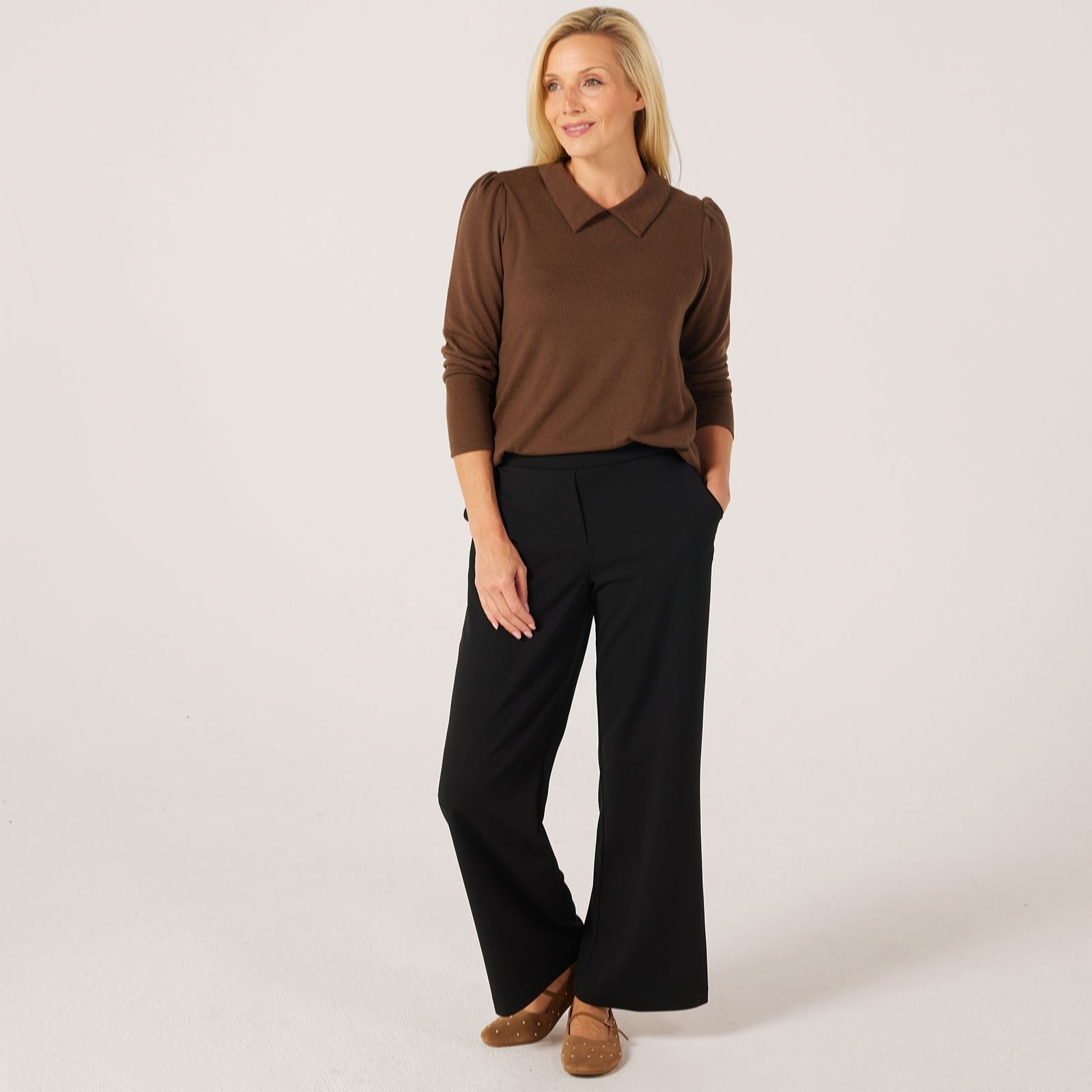 Helene Berman Moon Crepe Smart Trousers with Stretch Waist