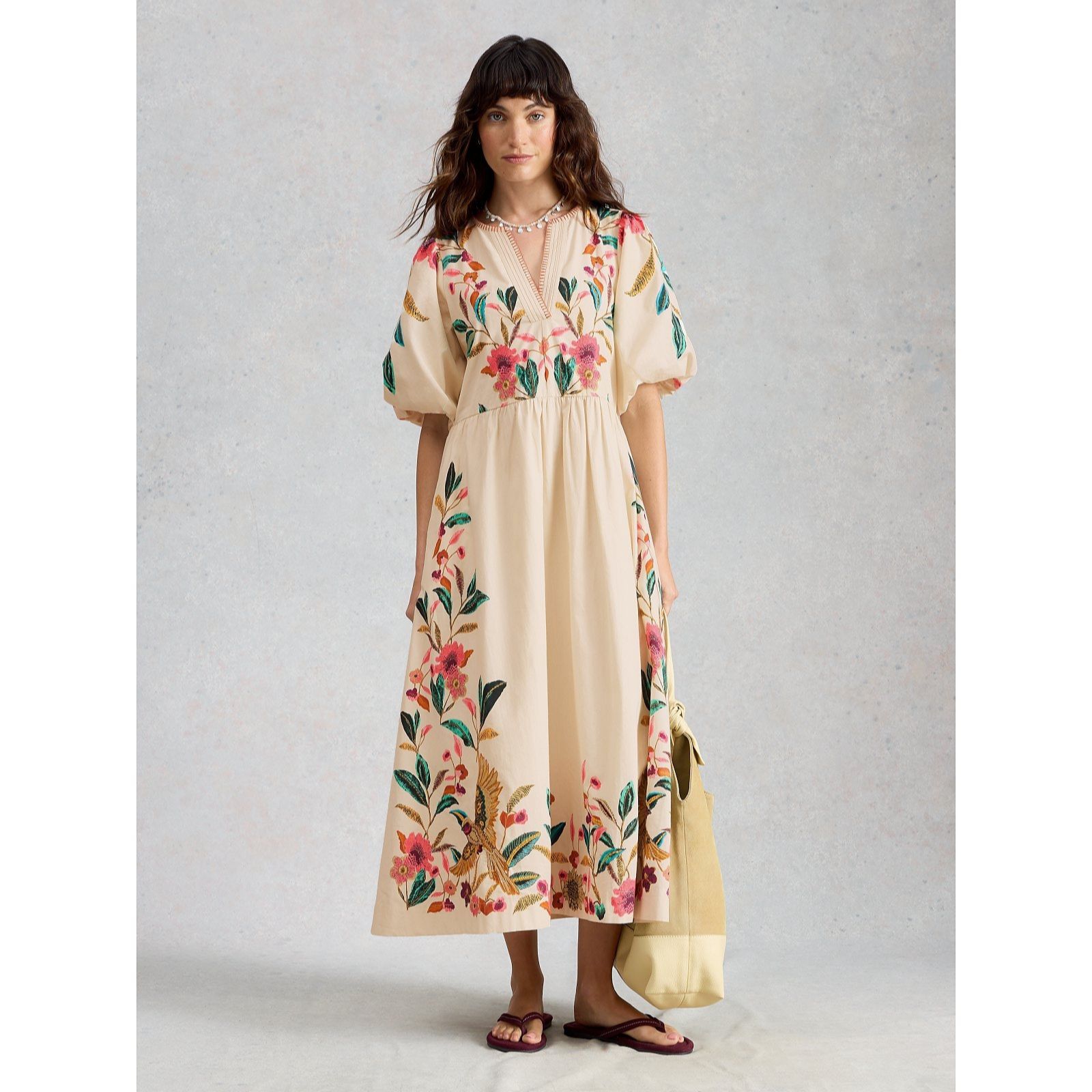 White Stuff Maeve Embroidered Midi Dress