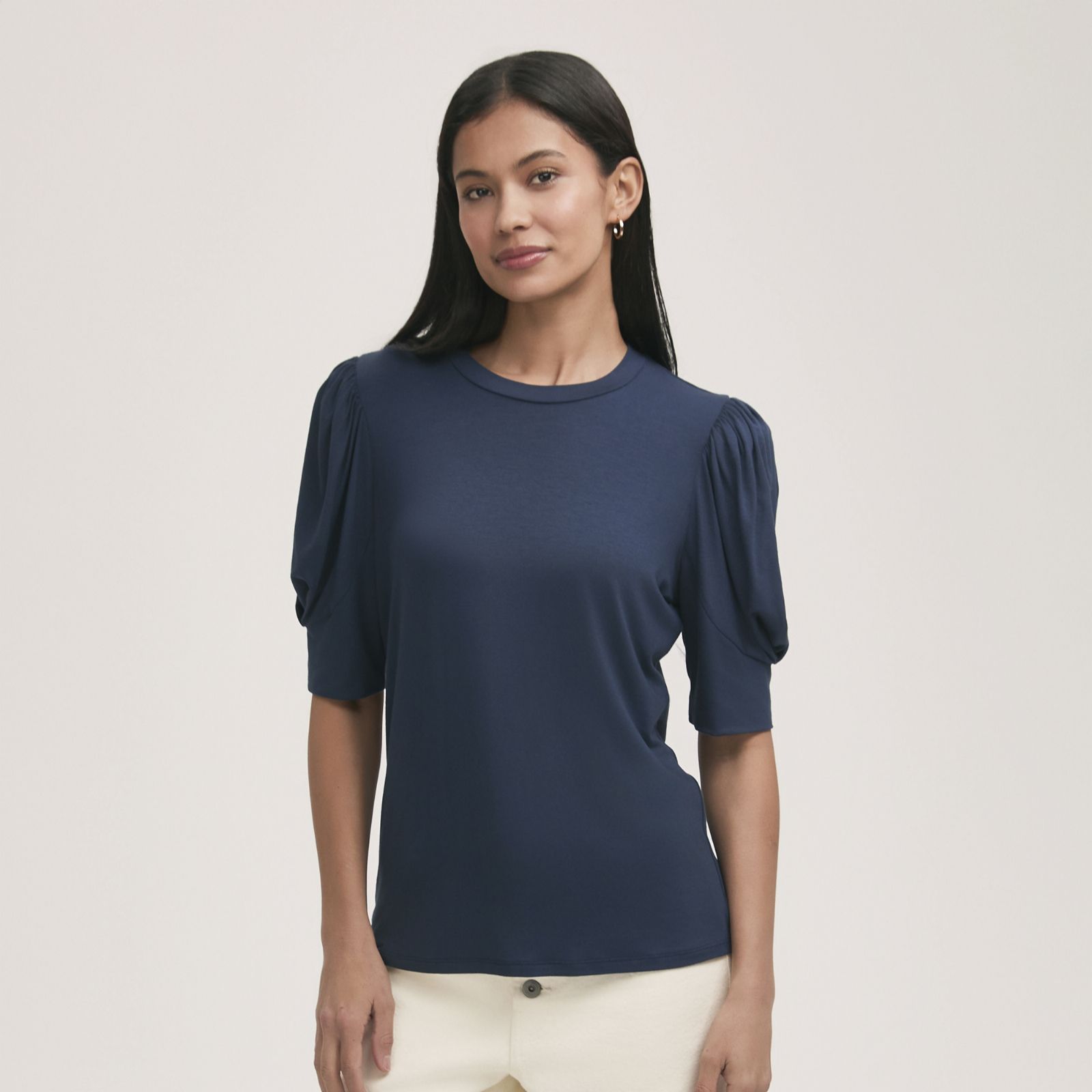 Finery Oriel Jersey T-Shirt With Puff Sleeve