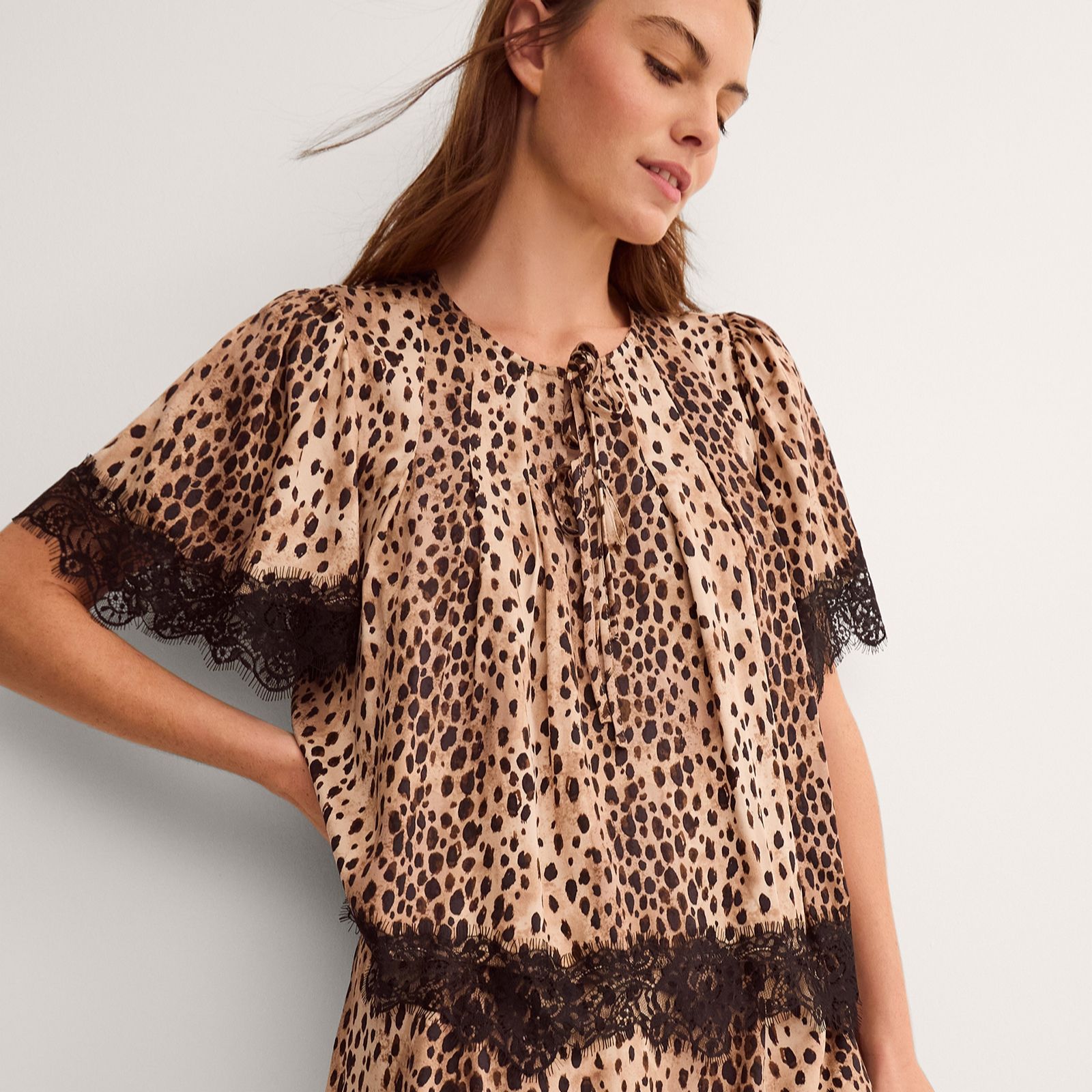Monsoon Babette Lace Detail Printed Top