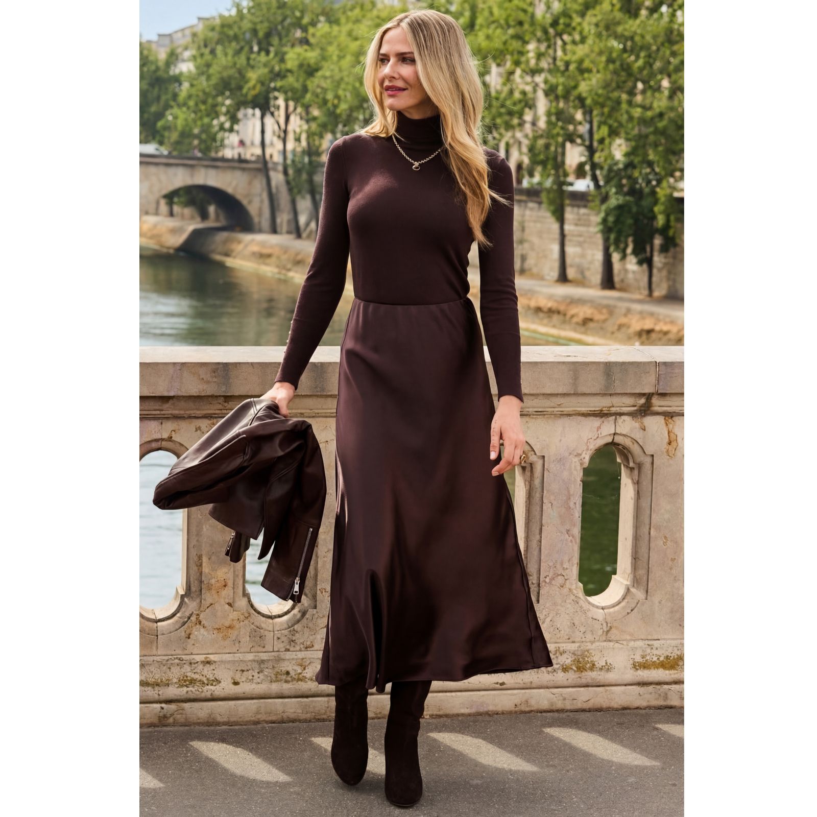Sosandar Satin Slip Long Skirt