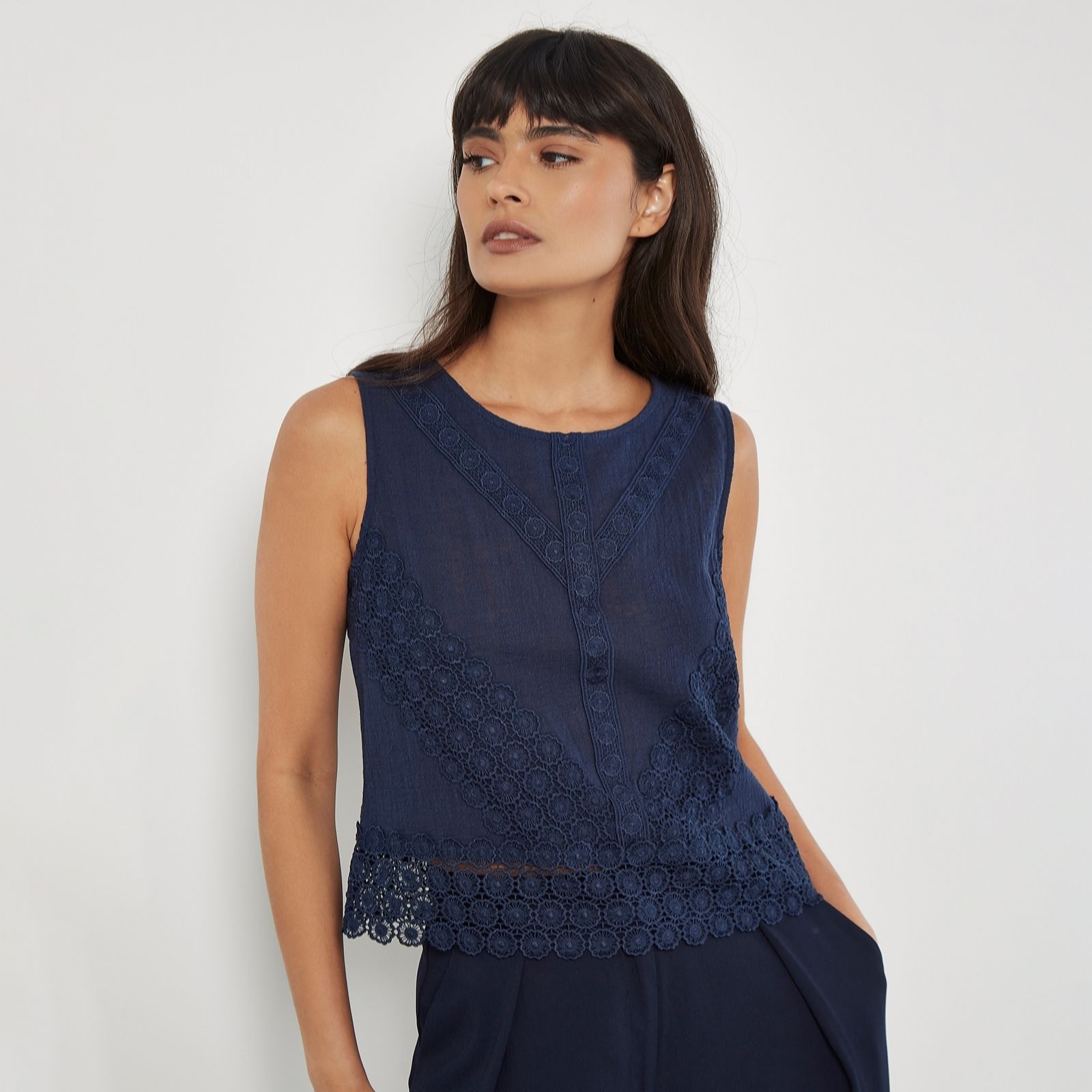 Apricot Lace Hem Back Bow Cotton Top