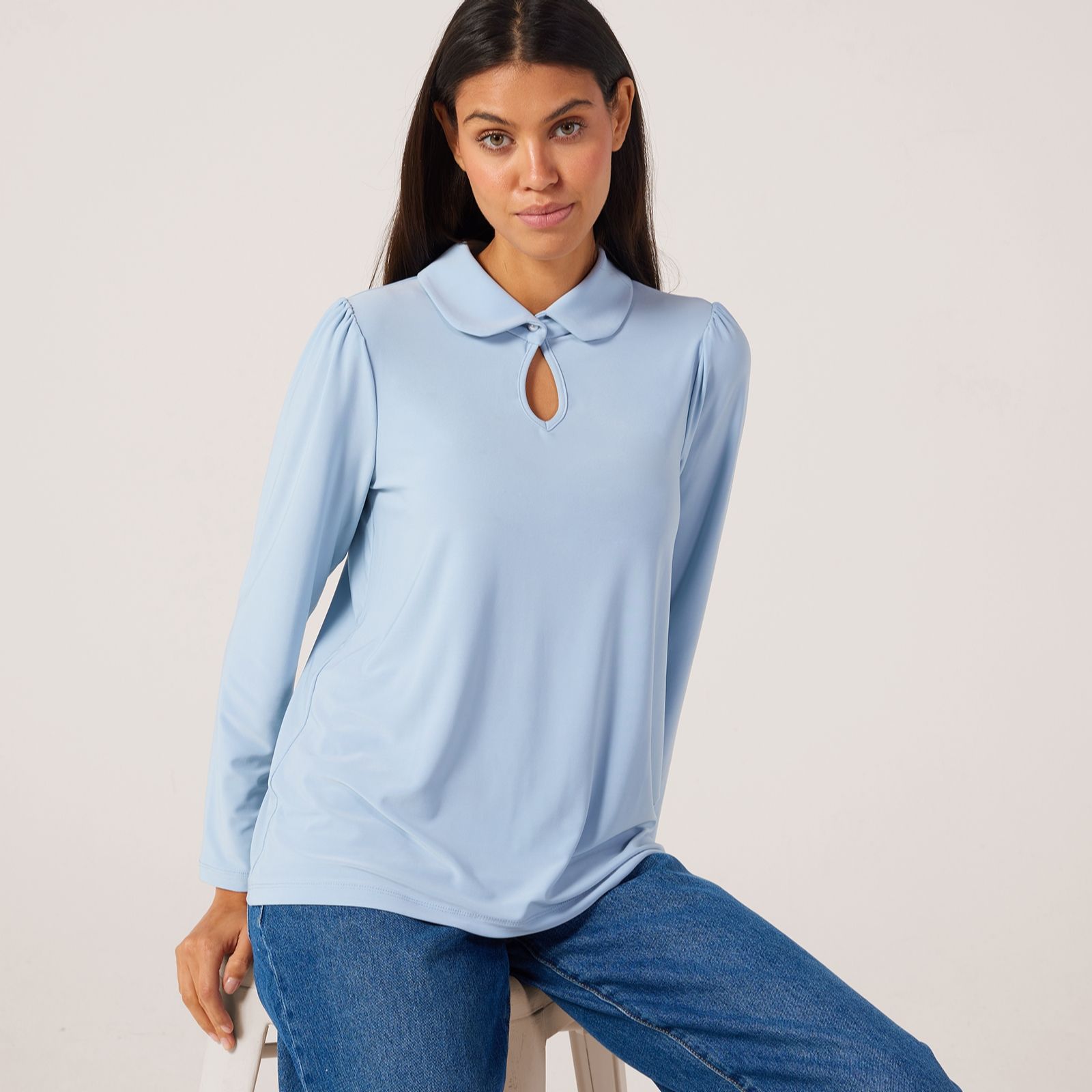 Kim & Co Deluxe Brazil Jersey Peter Pan Collar Top