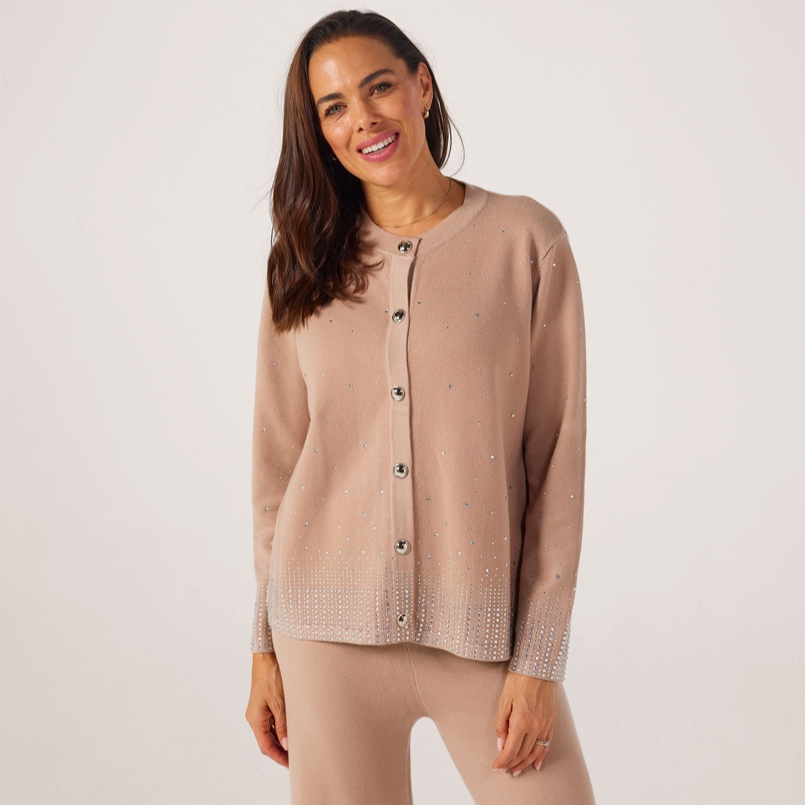 Frank Usher Knitted Cardigan with Stud Embellishment