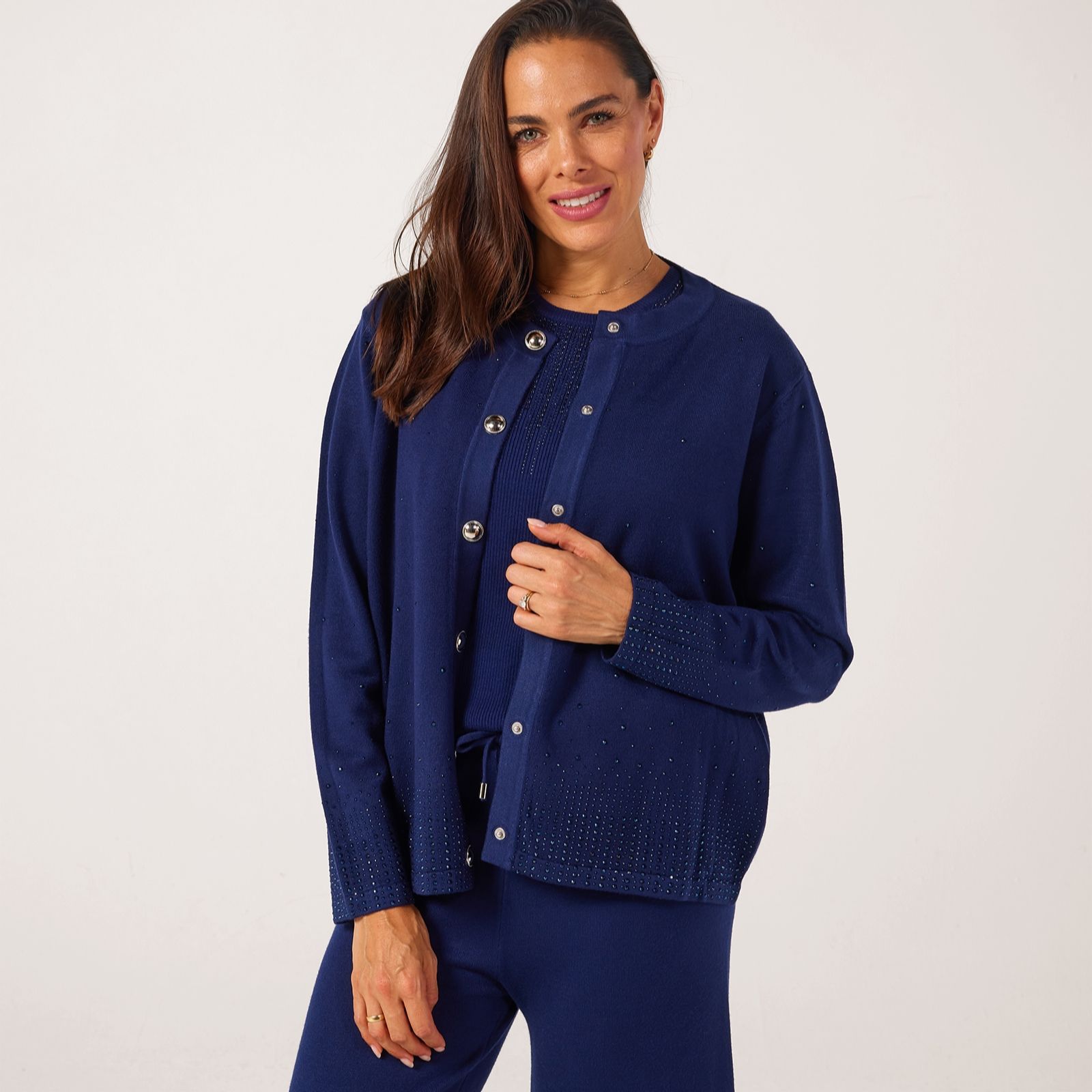 Frank Usher Knitted Cardigan with Stud Embellishment