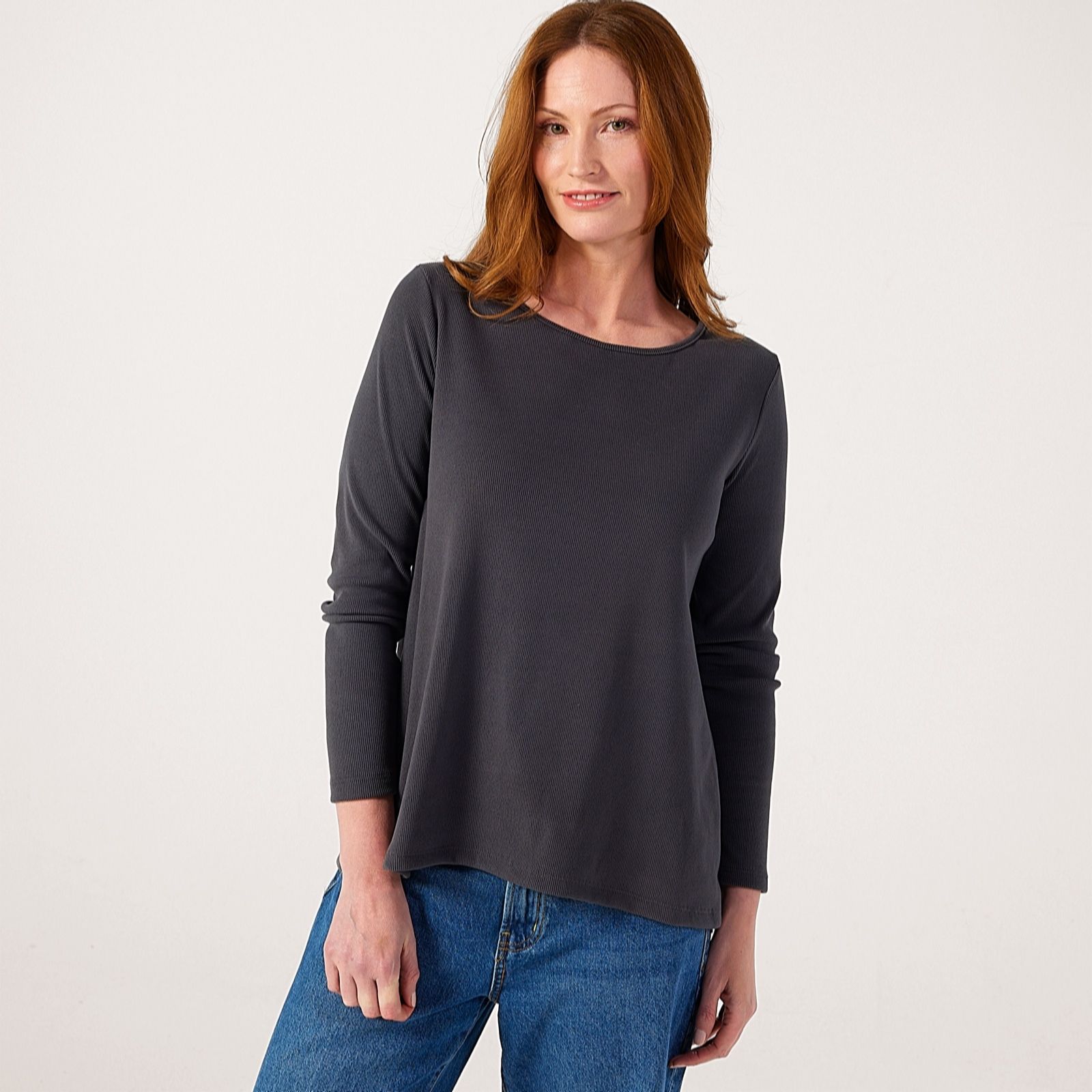 Kim & Co Soft Rib Knit Long Sleeve Essential Top