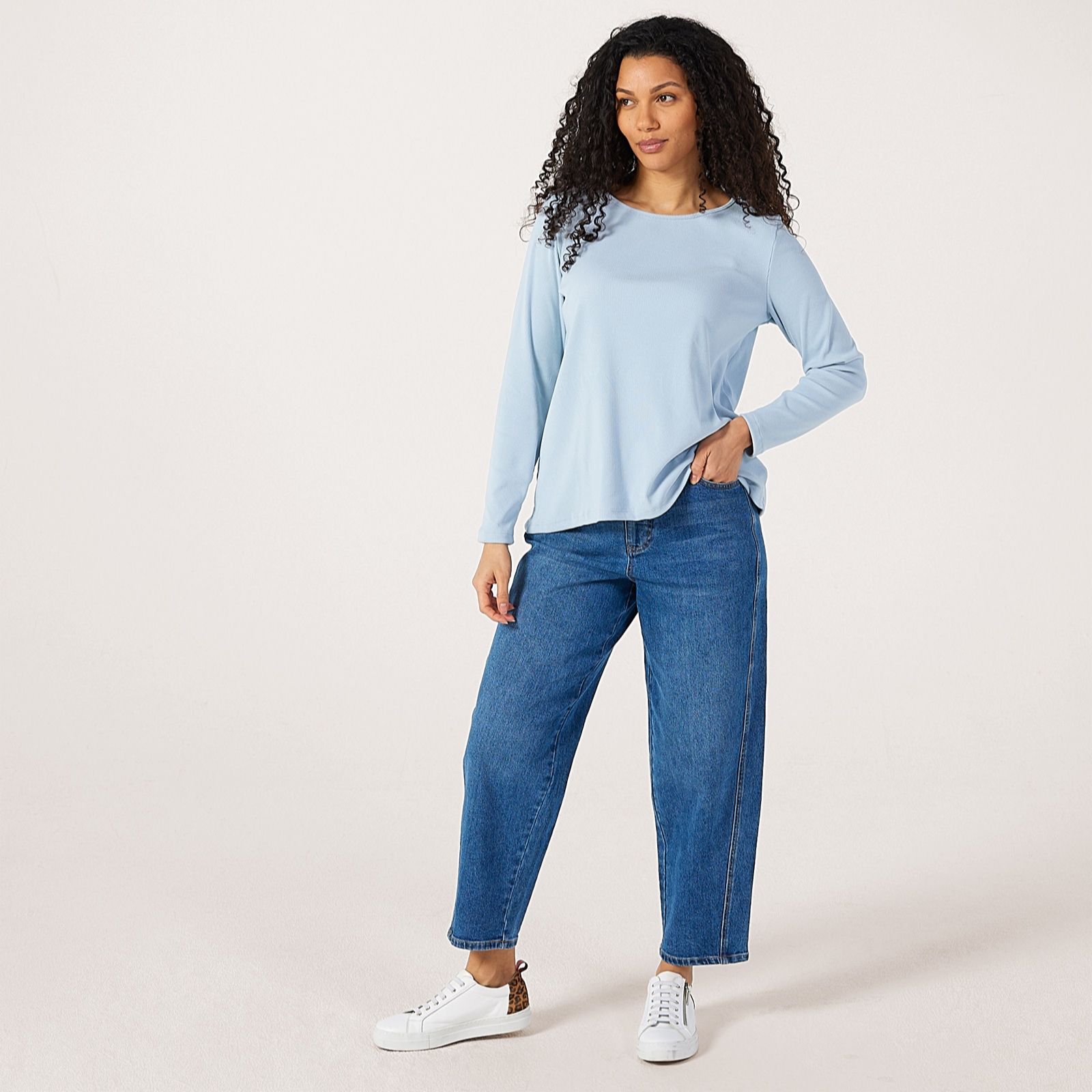 Kim & Co Soft Rib Knit Long Sleeve Essential Top