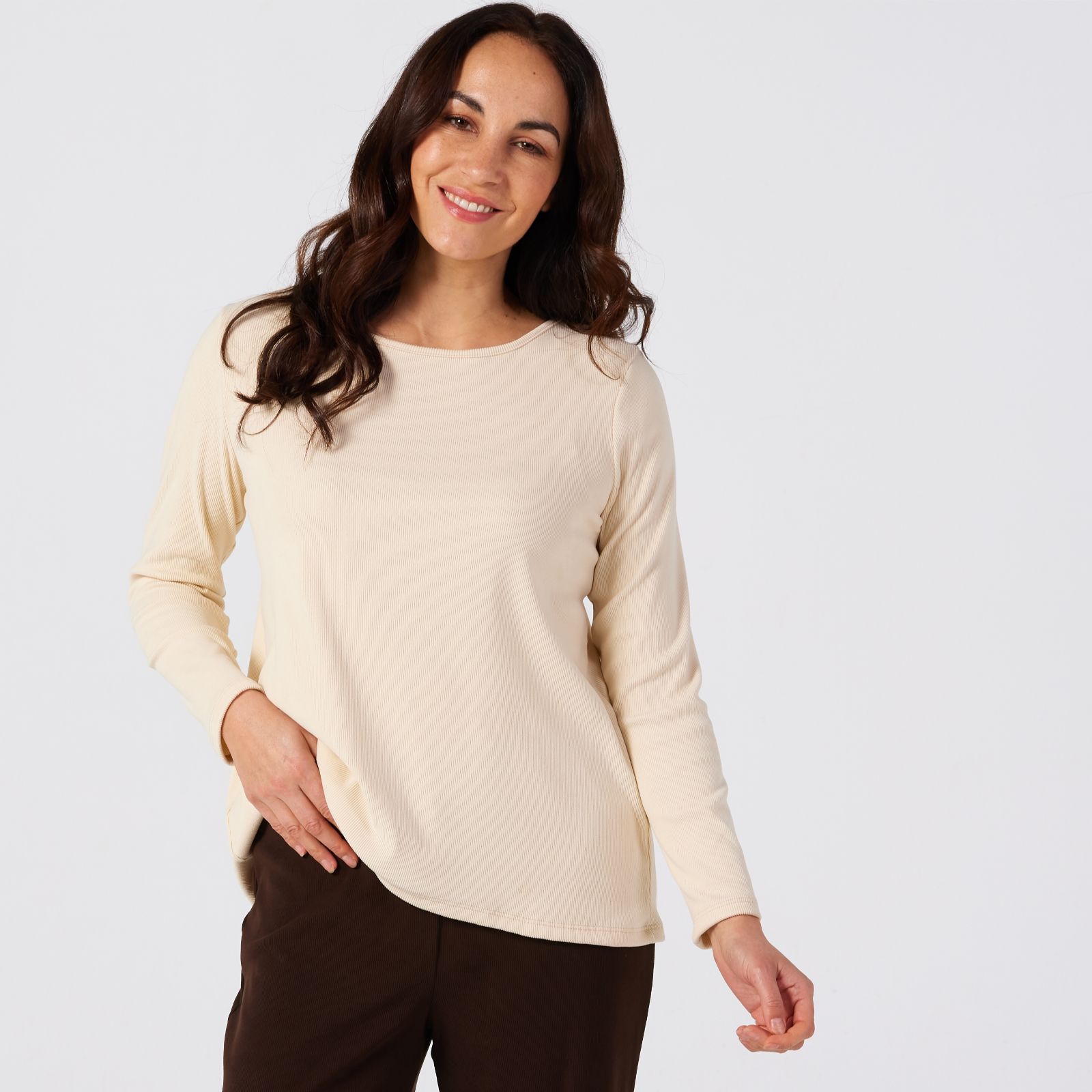 Kim & Co Soft Rib Knit Long Sleeve Essential Top