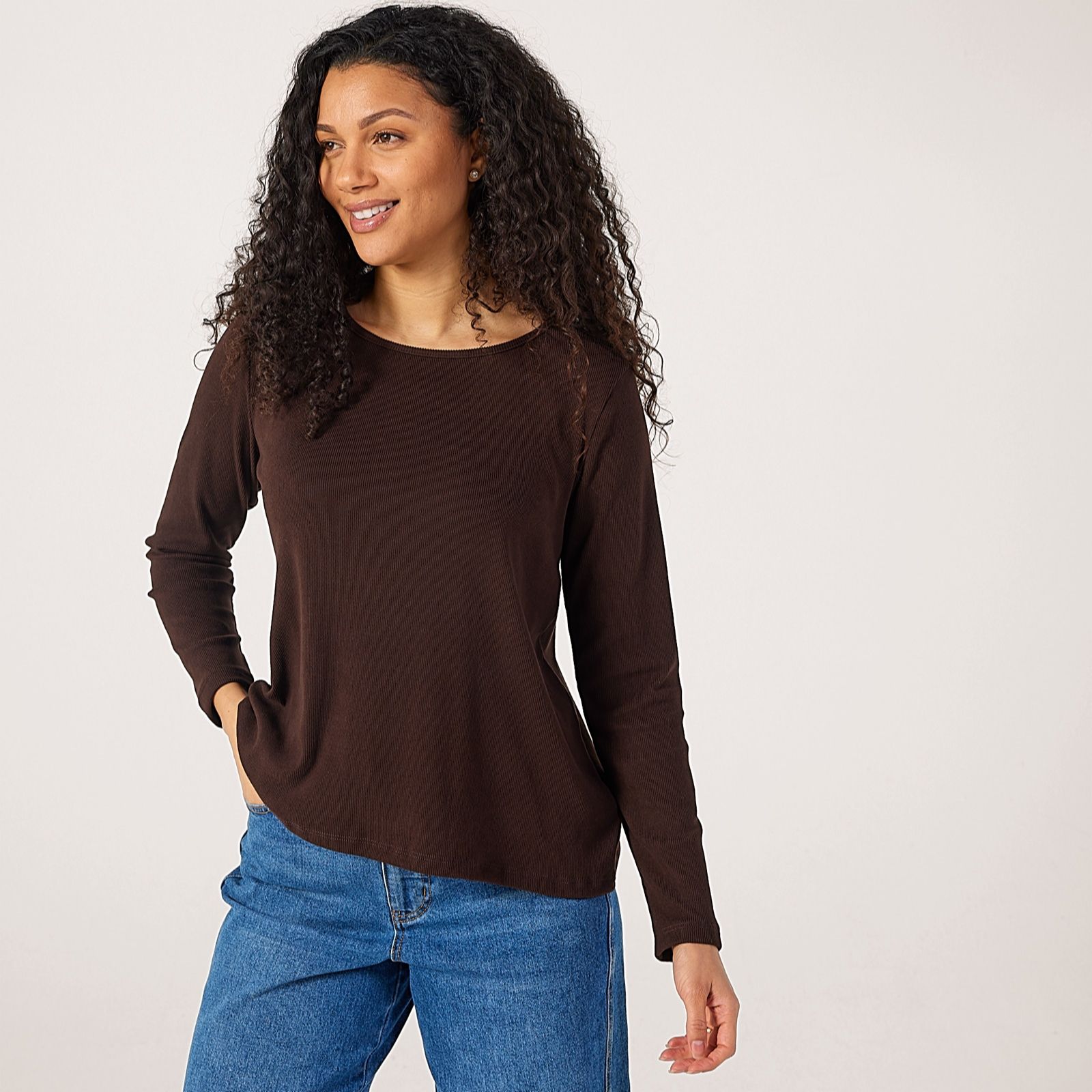 Kim & Co Soft Rib Knit Long Sleeve Essential Top