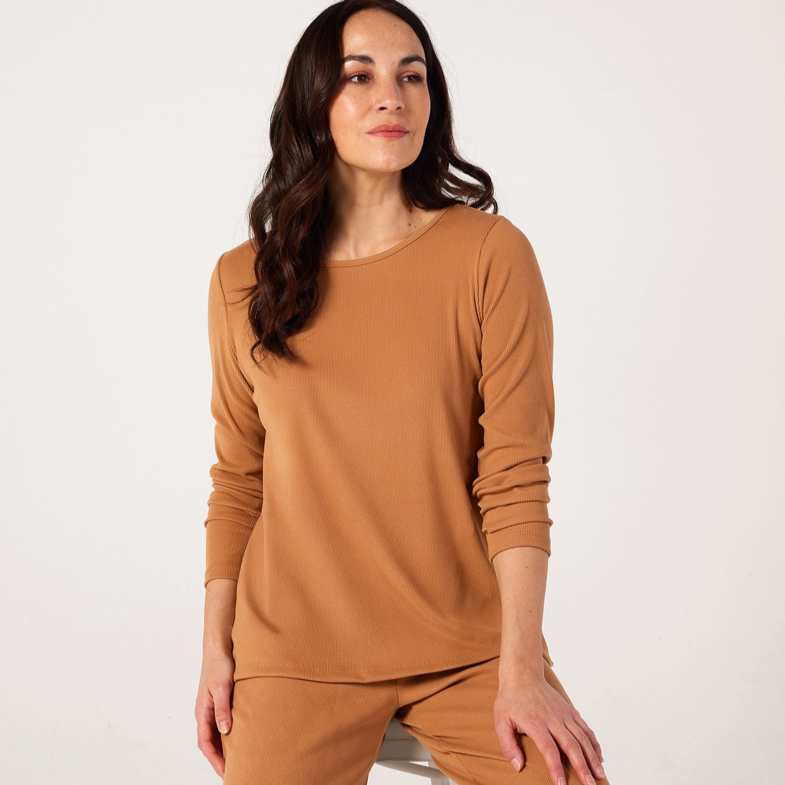 Kim & Co Soft Rib Knit Long Sleeve Essential Top